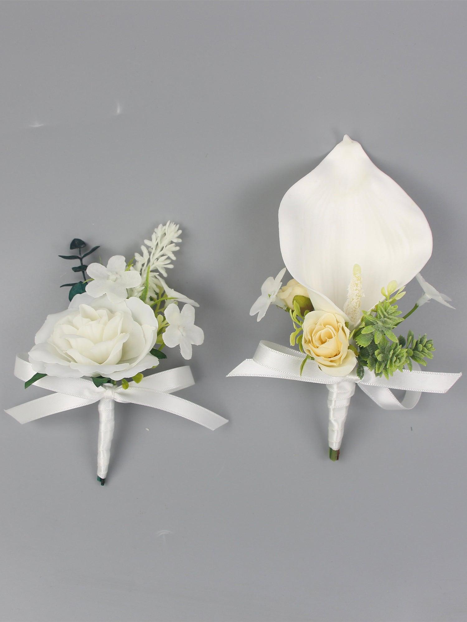 6Pcs Calla Lily & Rose Assorted Boutonnieres - Rinlong Flower