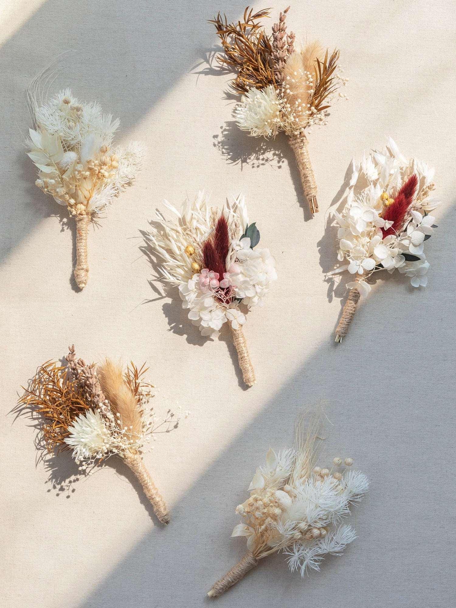 Assorted 6Pcs Dried Flower Boutonnieres - Rinlong Flower
