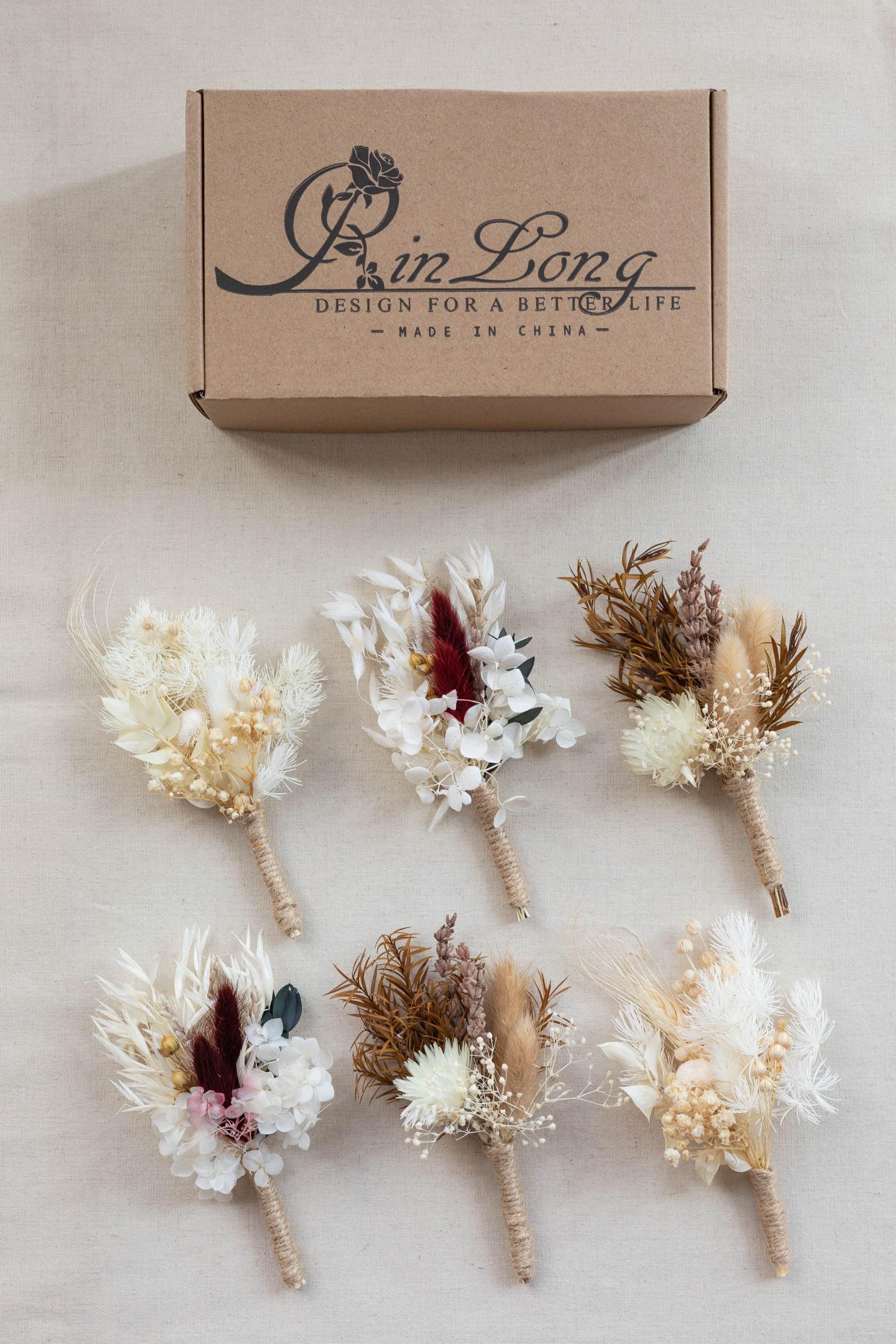 Assorted 6Pcs Dried Flower Boutonnieres - Rinlong Flower