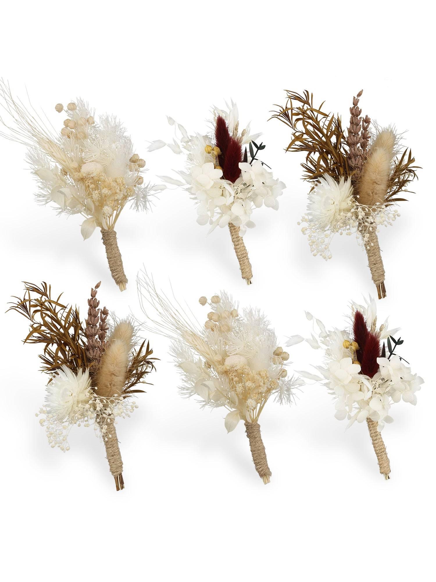 Assorted 6Pcs Dried Flower Boutonnieres - Rinlong Flower