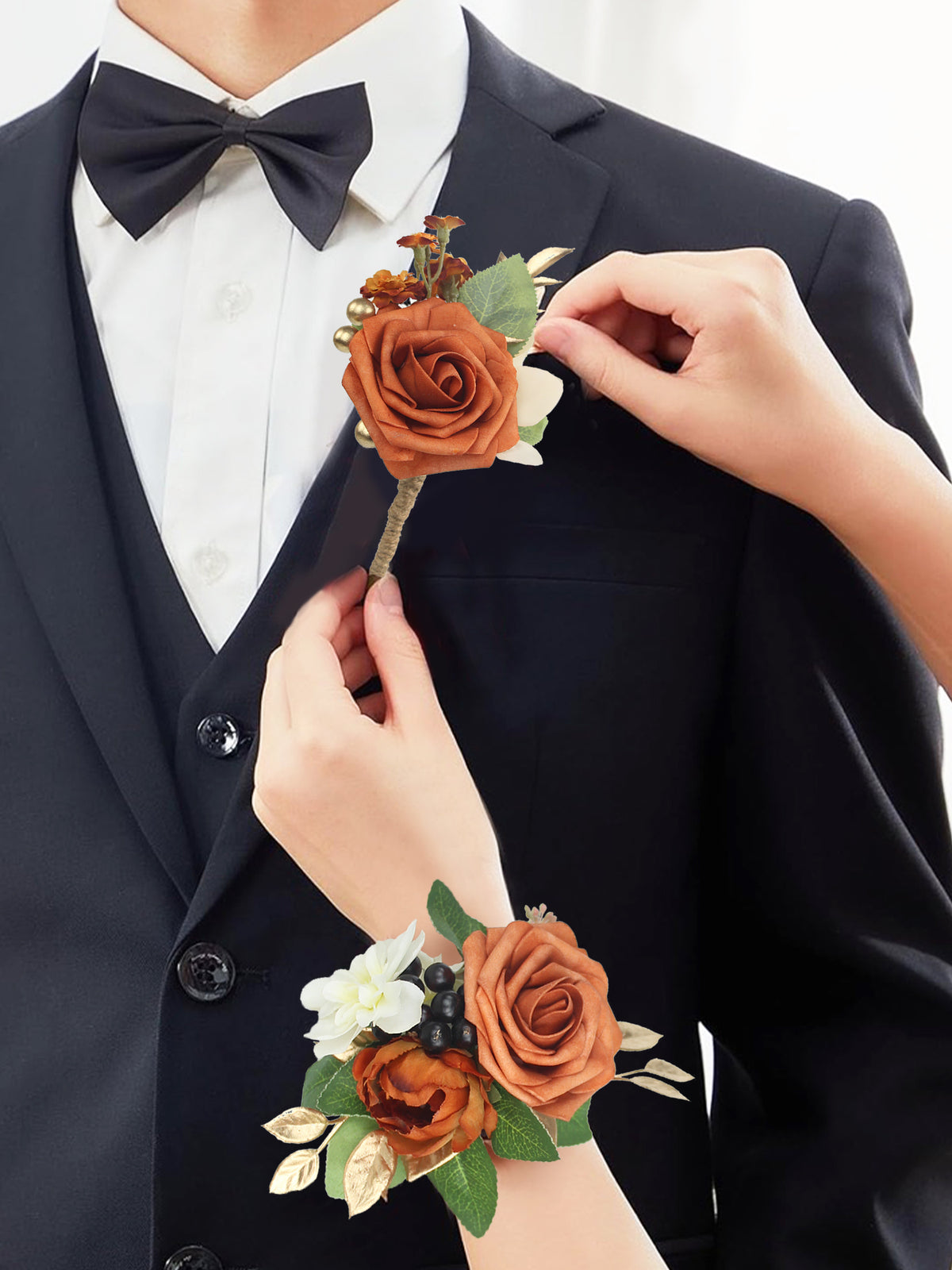 Burnt Orange Wrist Corsage - Rinlong Flower