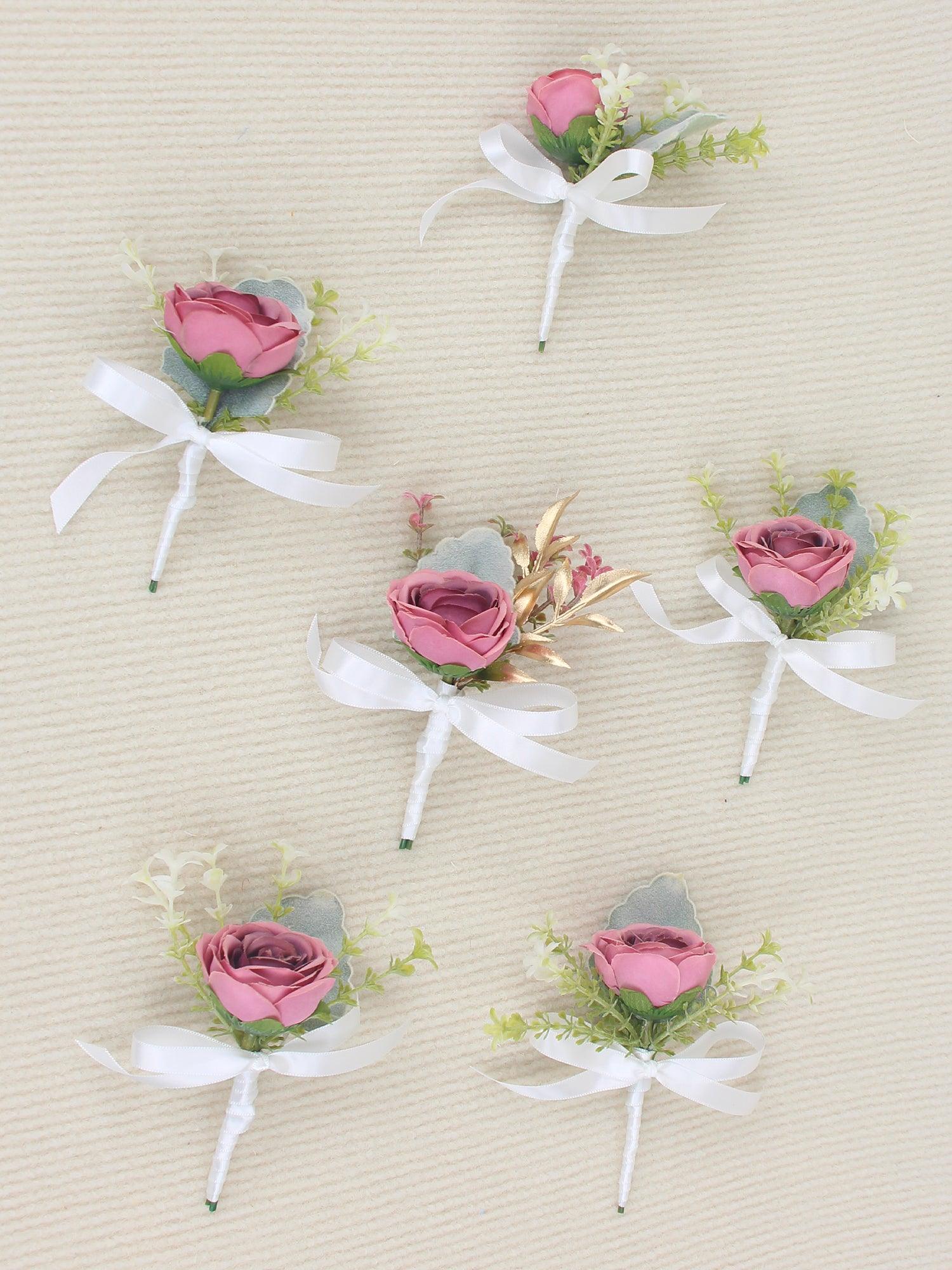 6Pcs Boutonnieres Dusty Rose - Rinlong Flower