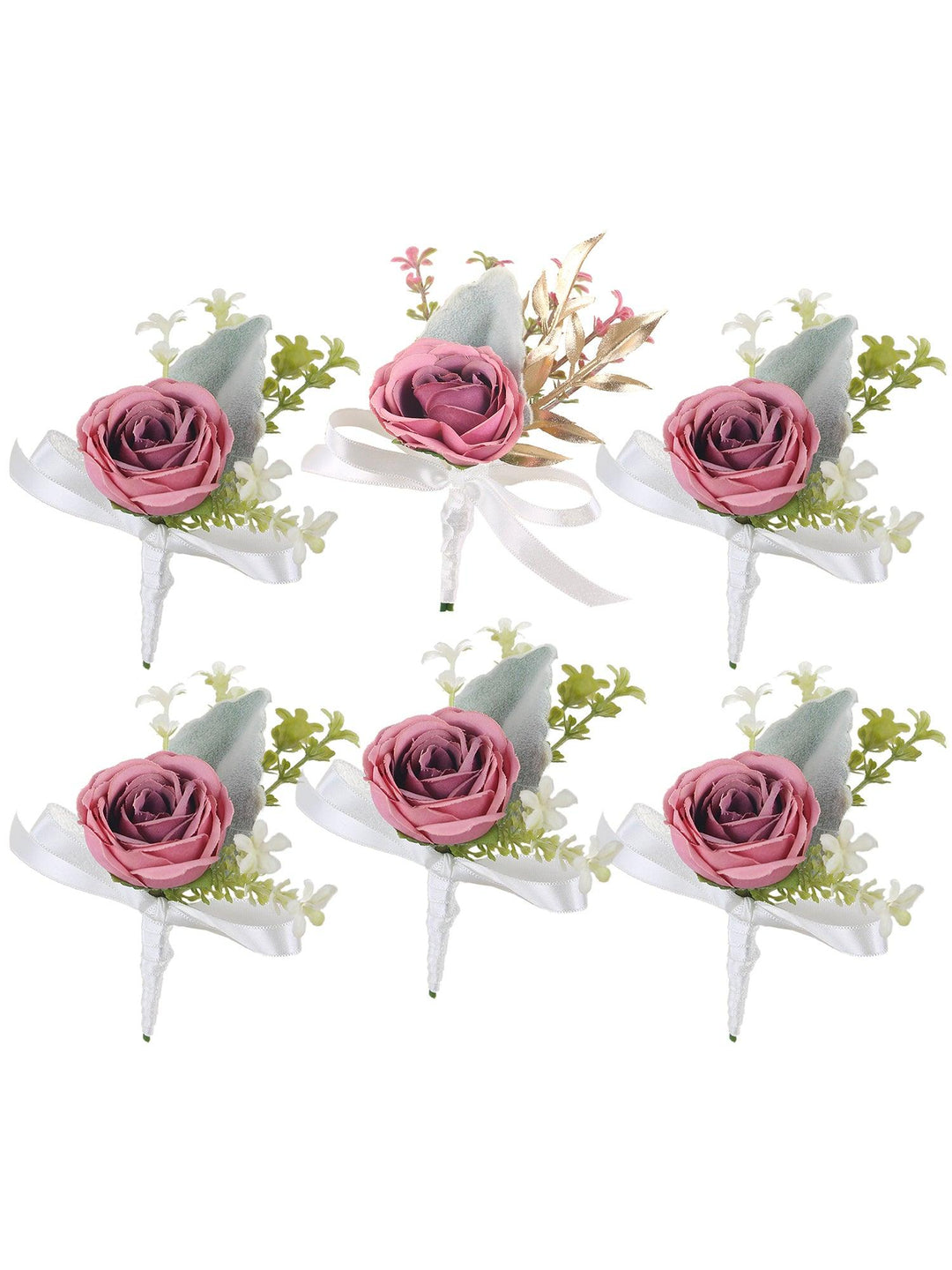 6Pcs Boutonnieres Dusty Rose - Rinlong Flower