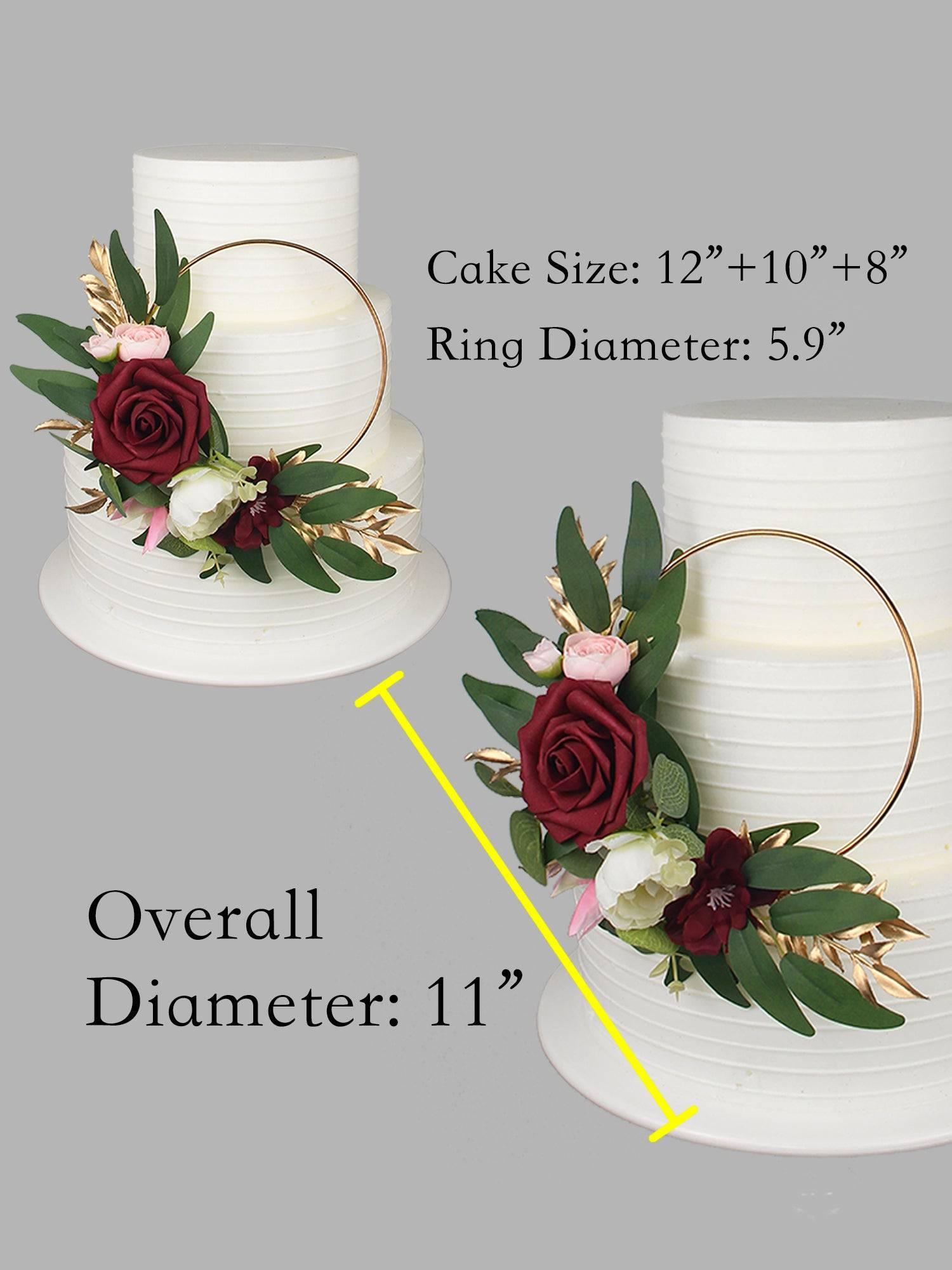 Burgundy Floral Wreath Cake Topper - Rinlong Flower