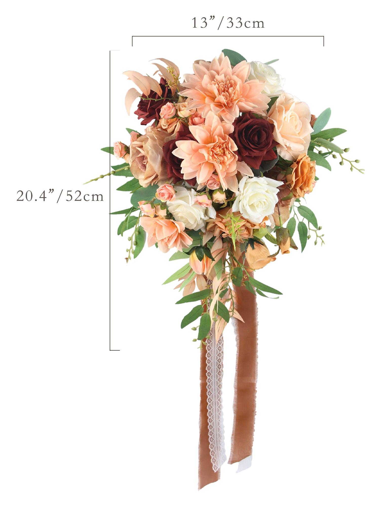 13 inch wide Coral Cascade Bridal Bouquet - Rinlong Flower