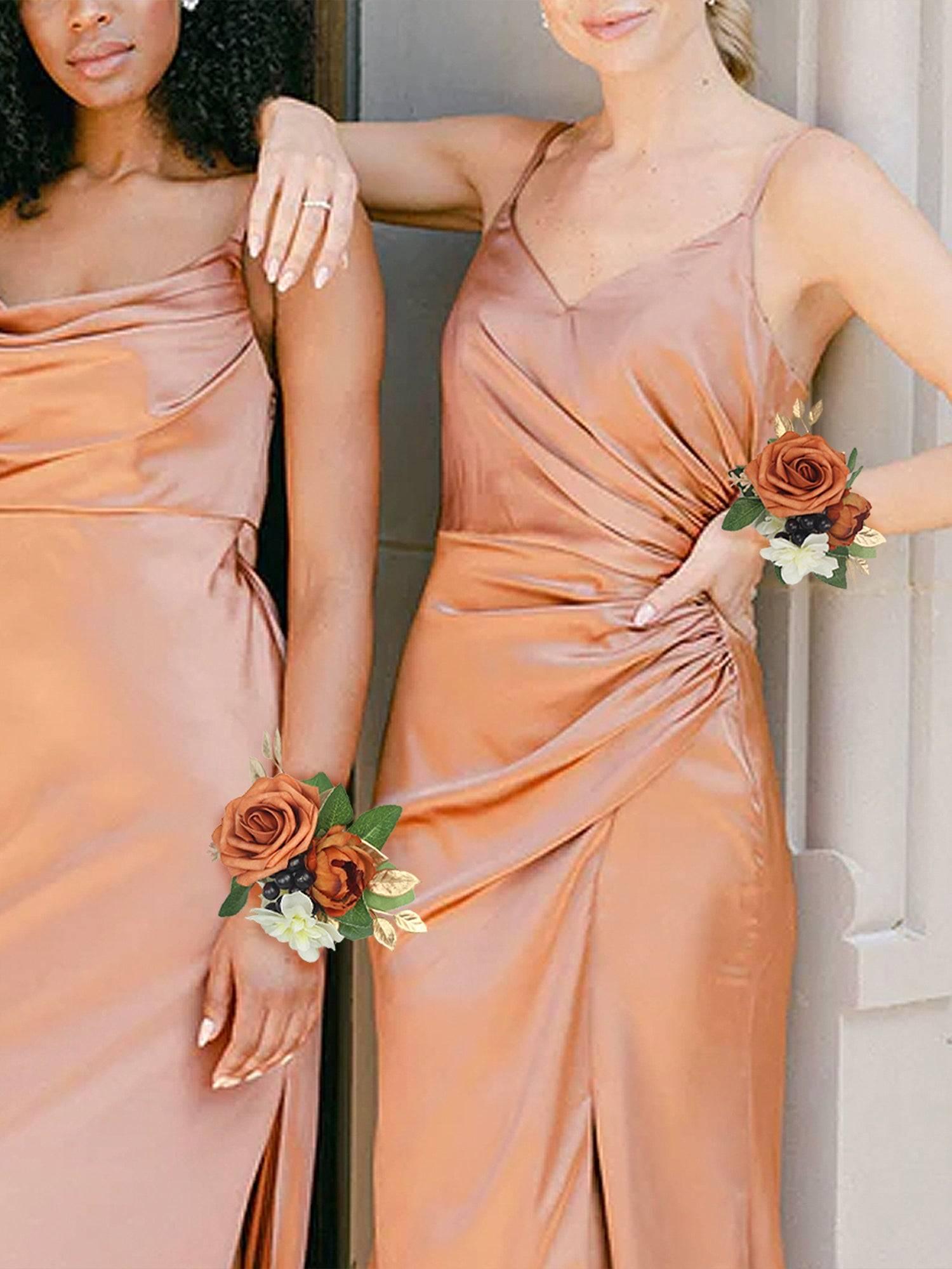 Burnt Orange Wrist Corsage - Rinlong Flower