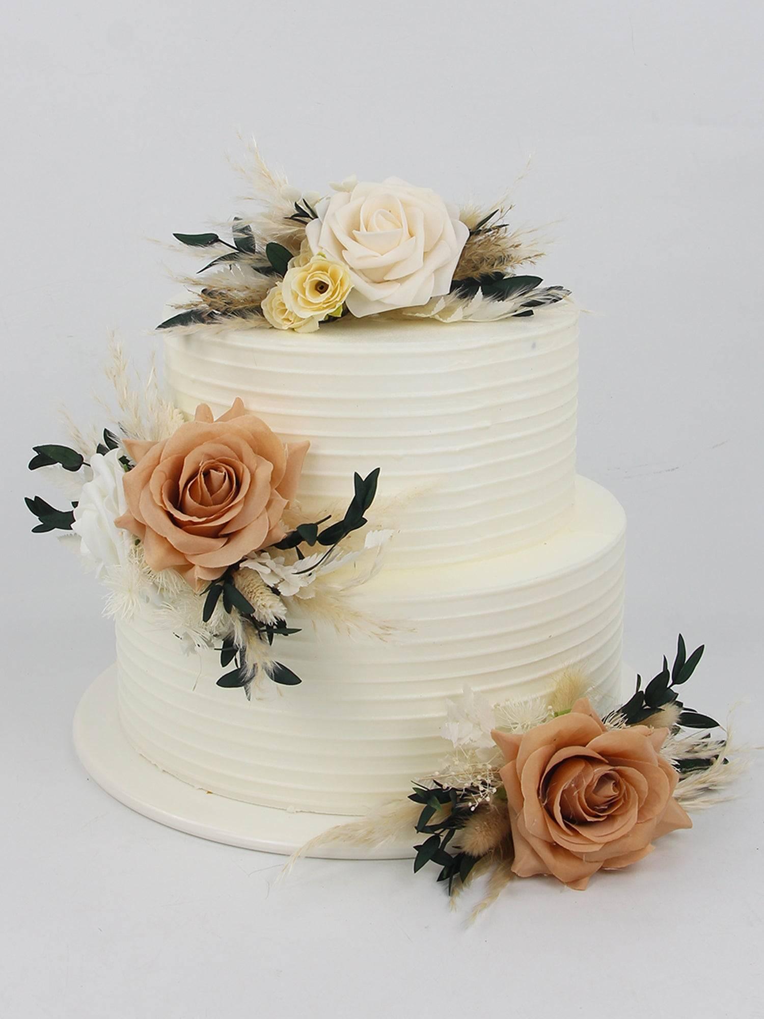 3Pcs Taupe & Beige Cake Decorating Flowers Set - Rinlong Flower