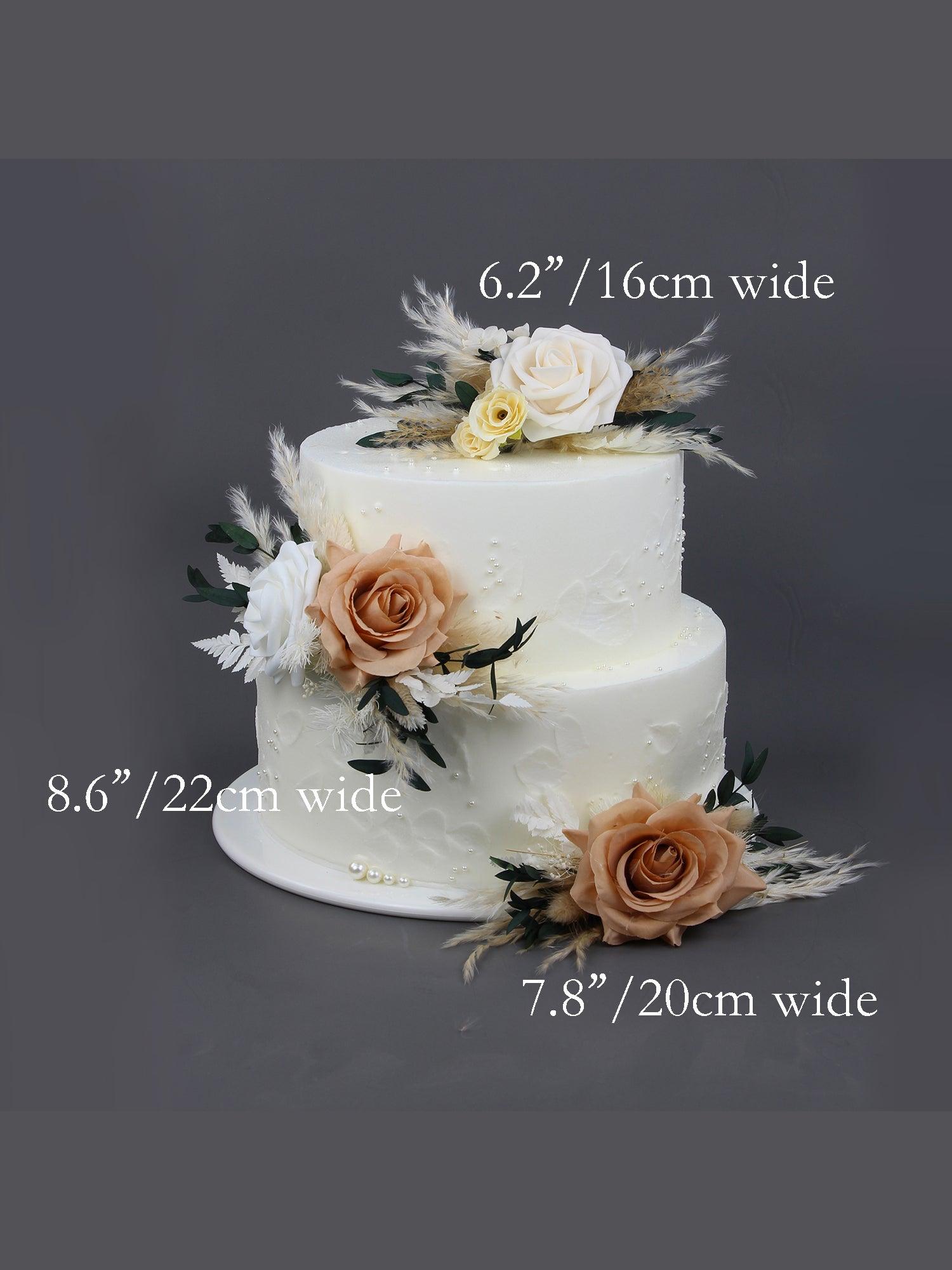 3Pcs Taupe & Beige Cake Decorating Flowers Set - Rinlong Flower