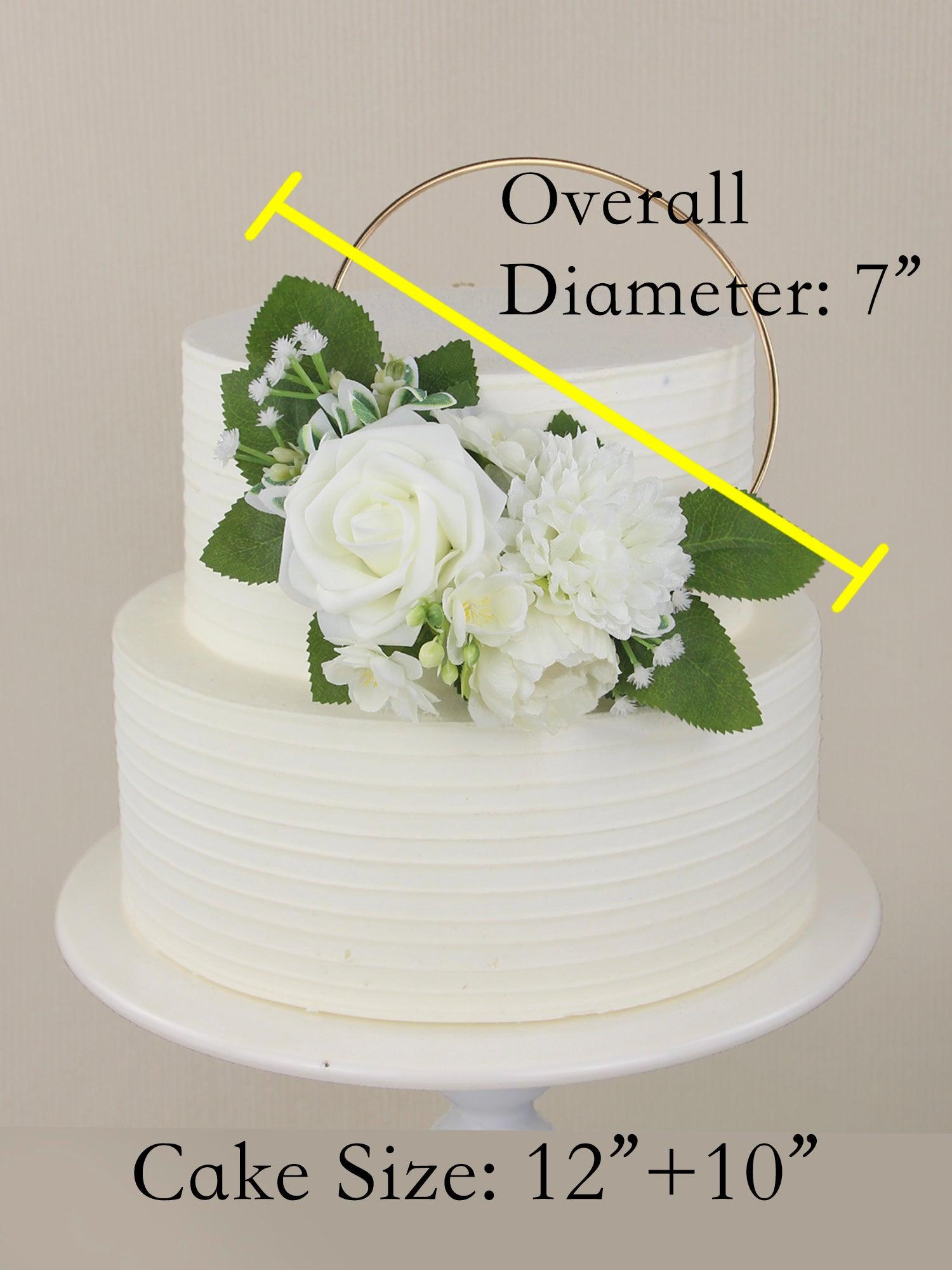 White & Sage Floral Wreath Cake Topper - Rinlong Flower