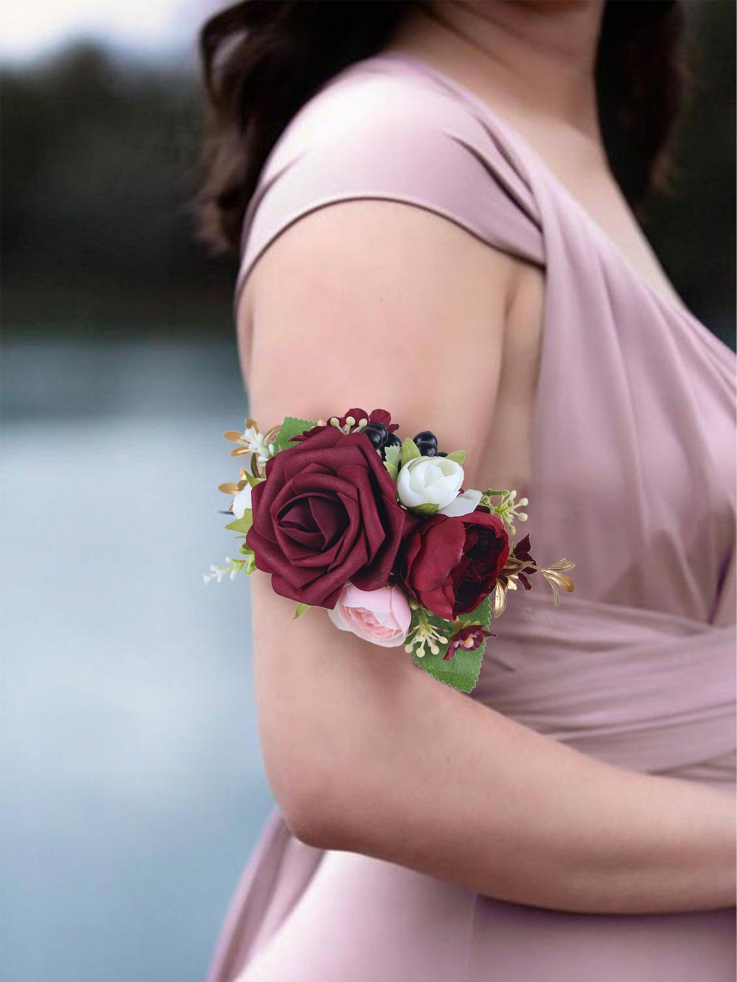 Burgundy Corsage and Boutonniere Set - Rinlong Flower