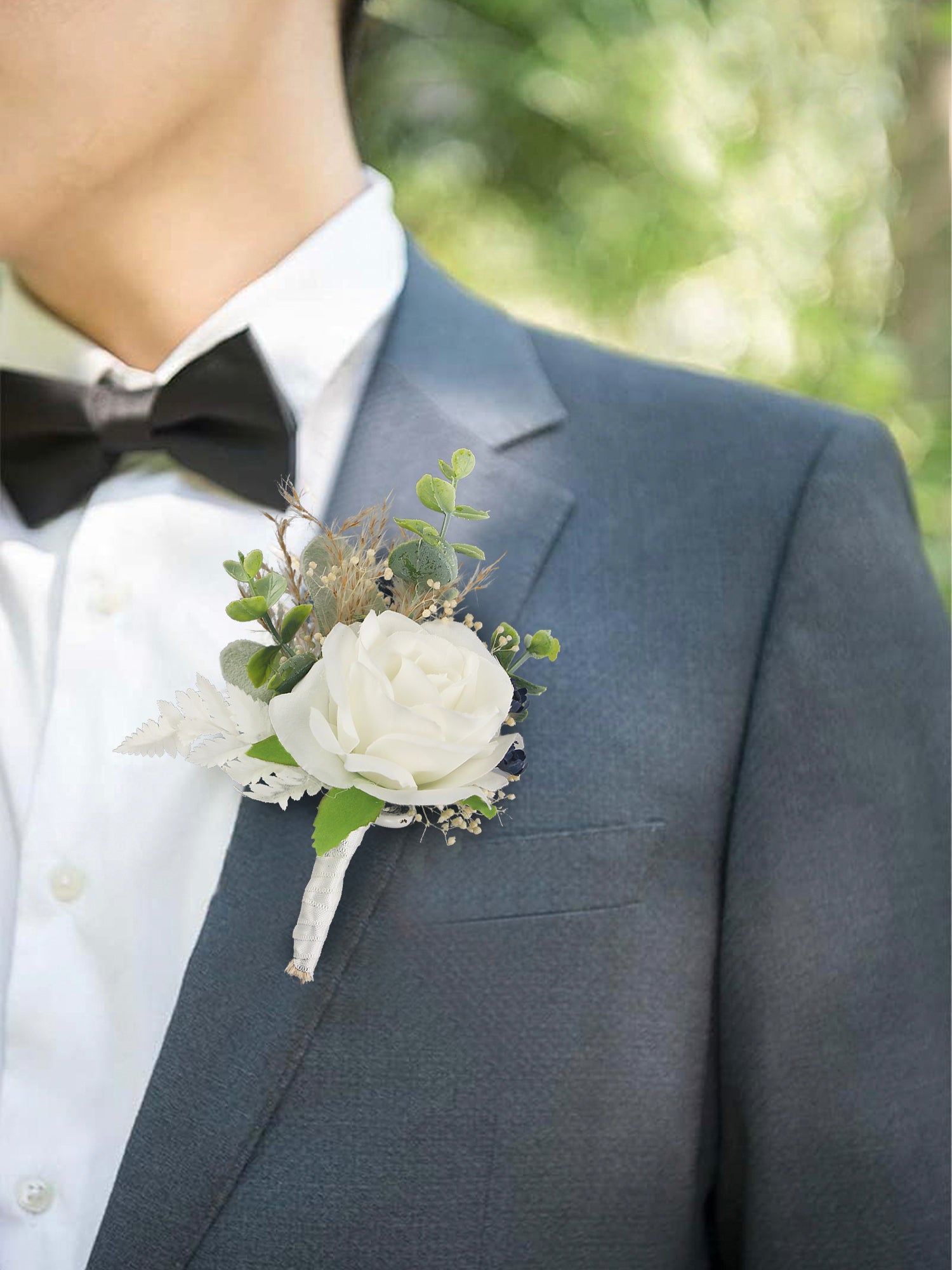 White Rose Corsage Flower Boutonniere Set - Rinlong Flower White Rose Corsage Flower Boutonniere Set - Rinlong Flower