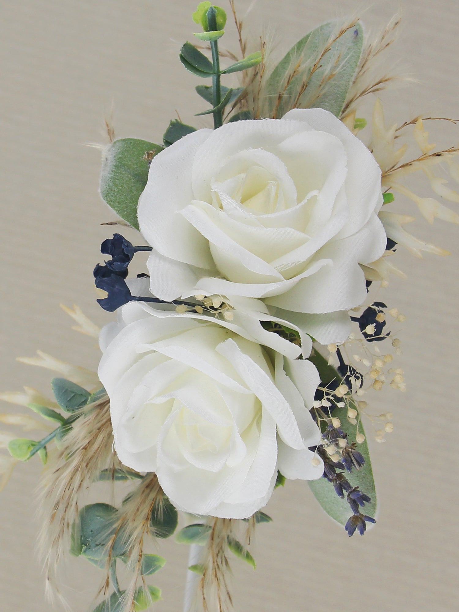 Corsage and Boutonniere Set White & Sage Green