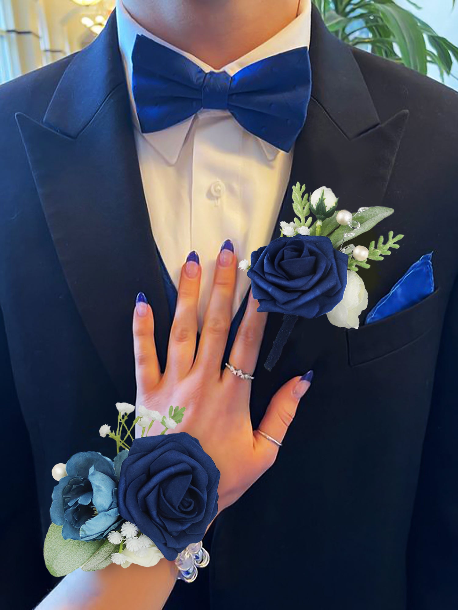 Navy Blue Wrist Corsage Navy Blue Wrist Corsage