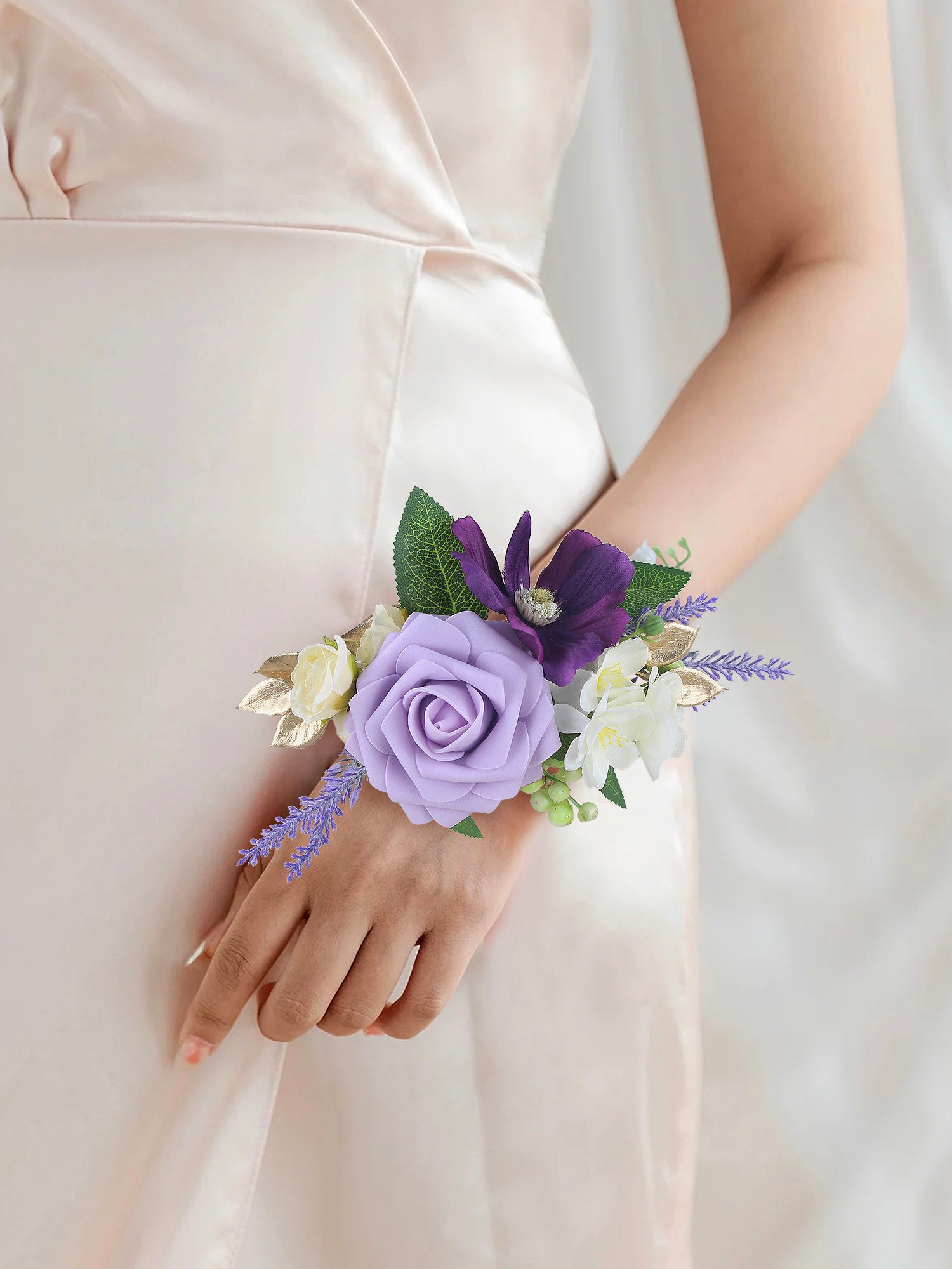 Purple & Gold Wrist Corsage Purple & Gold Wrist Corsage