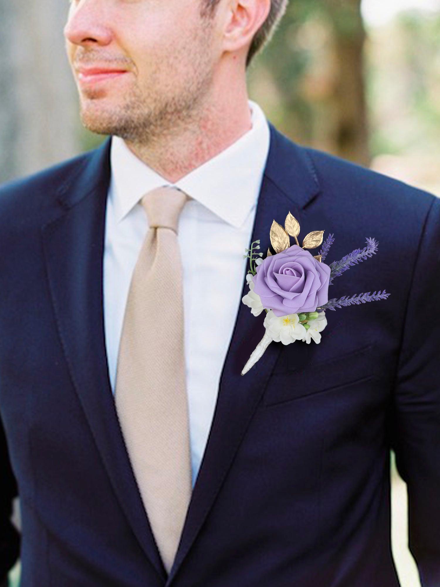 Purple Corsage and Boutonniere Set - Rinlong Flower