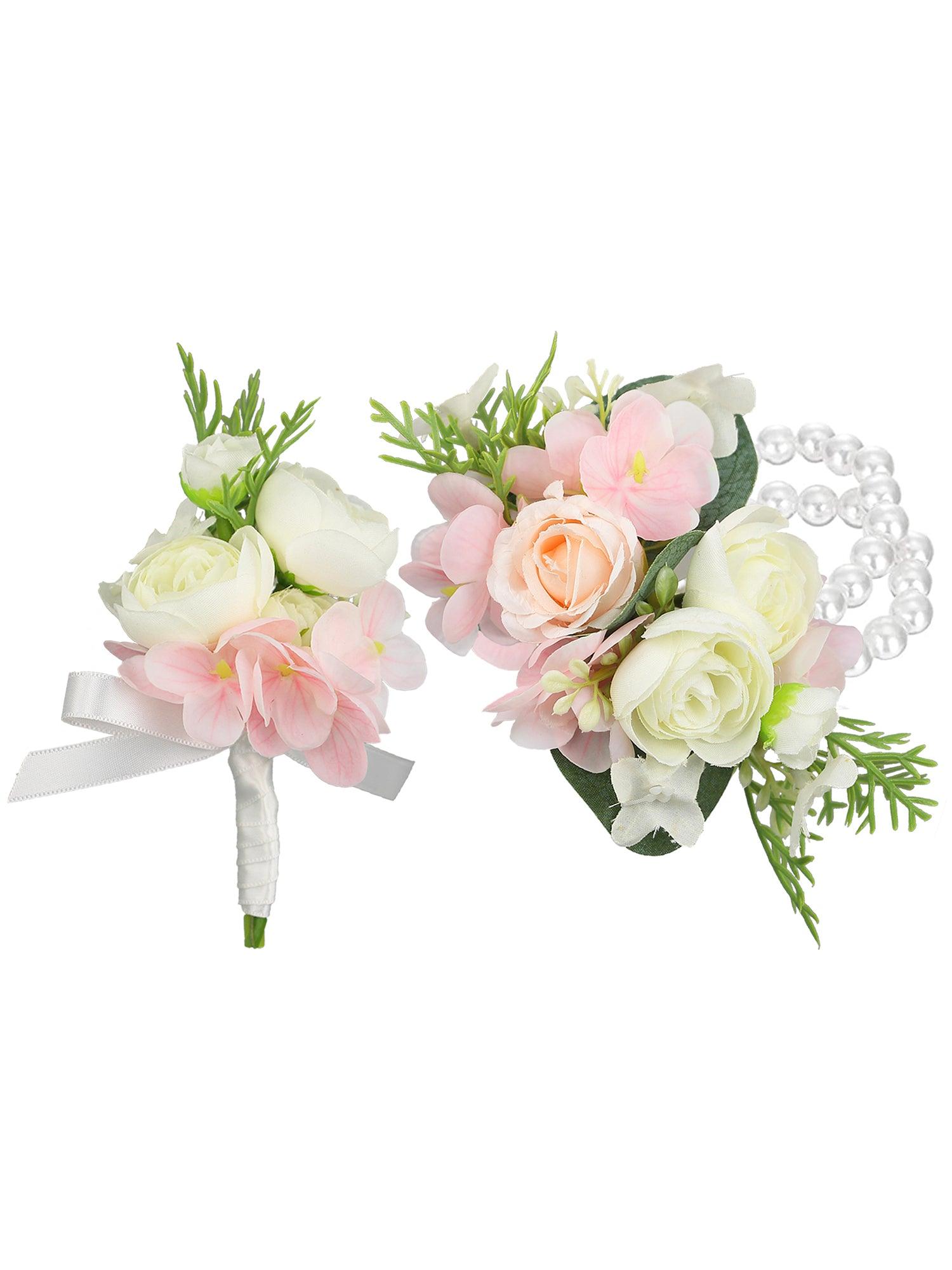 Corsage and Boutonniere Set Pink Hydrangea & Rose - Rinlong Flower