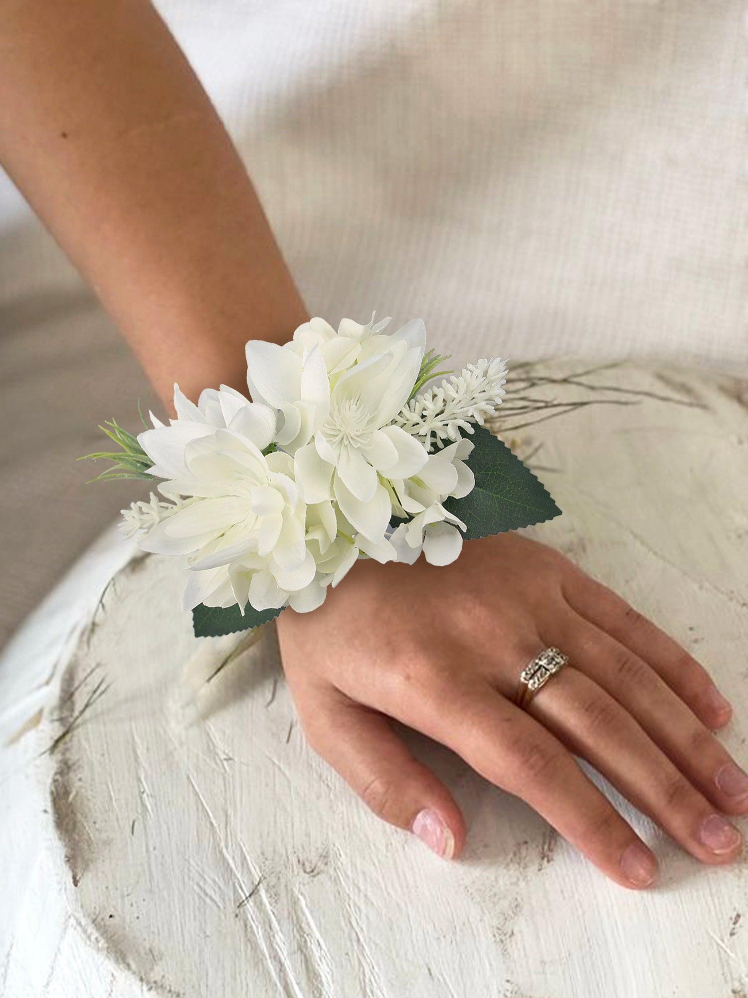 Corsage and Boutonniere Set White Orchid Cacti - Rinlong Flower