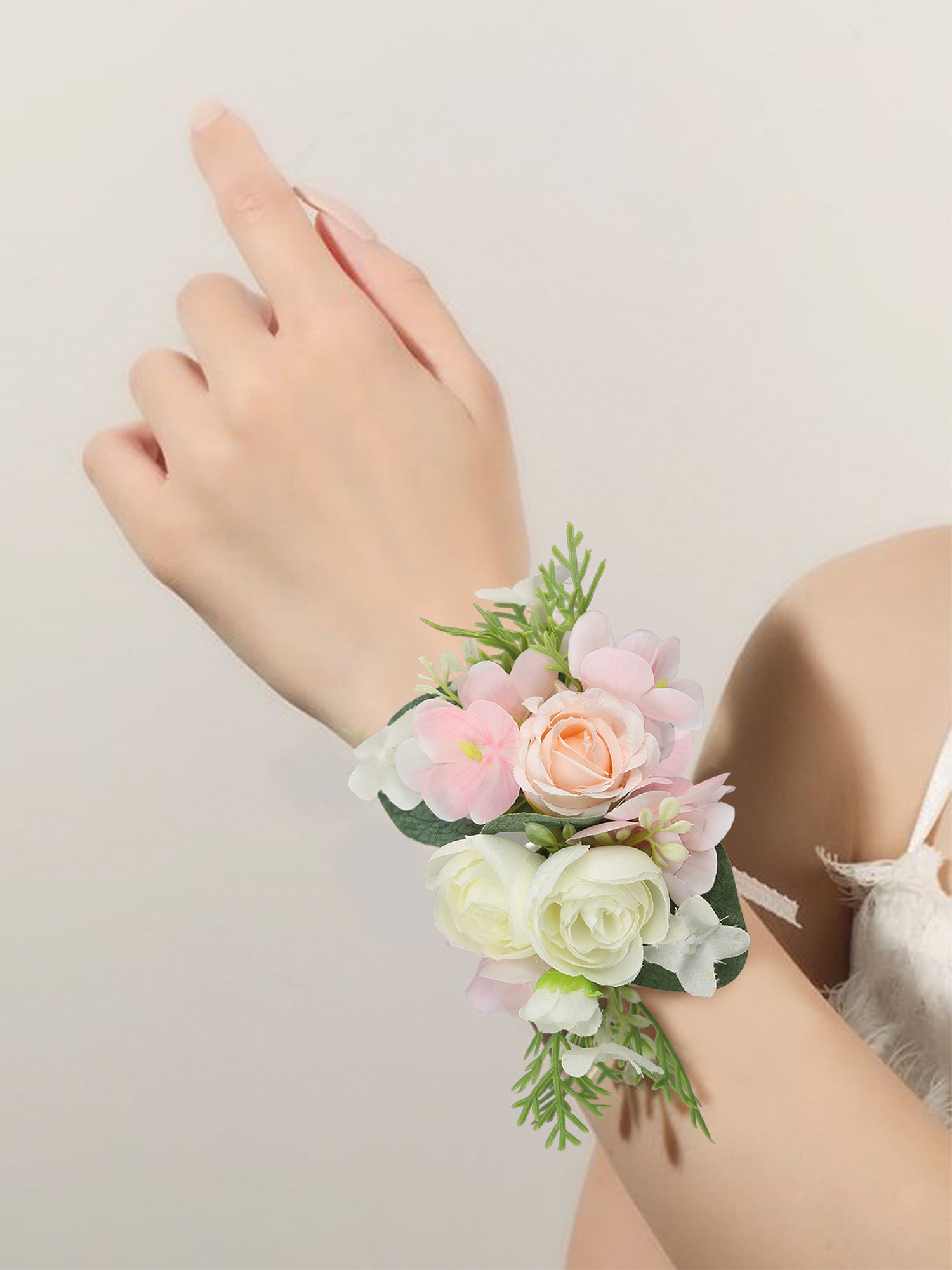 Pink & White Wrist Corsage - Rinlong Flower
