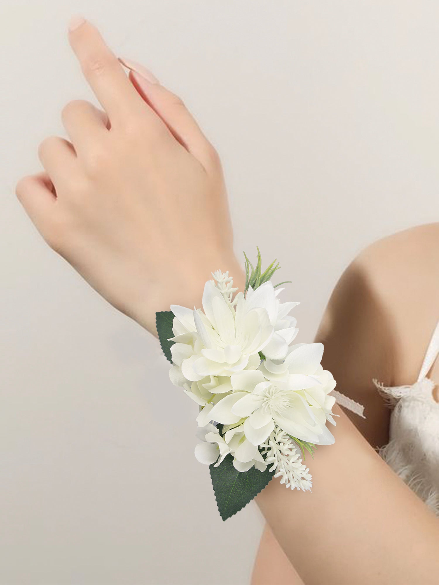 White Orchid Cacti Wrist Corsage