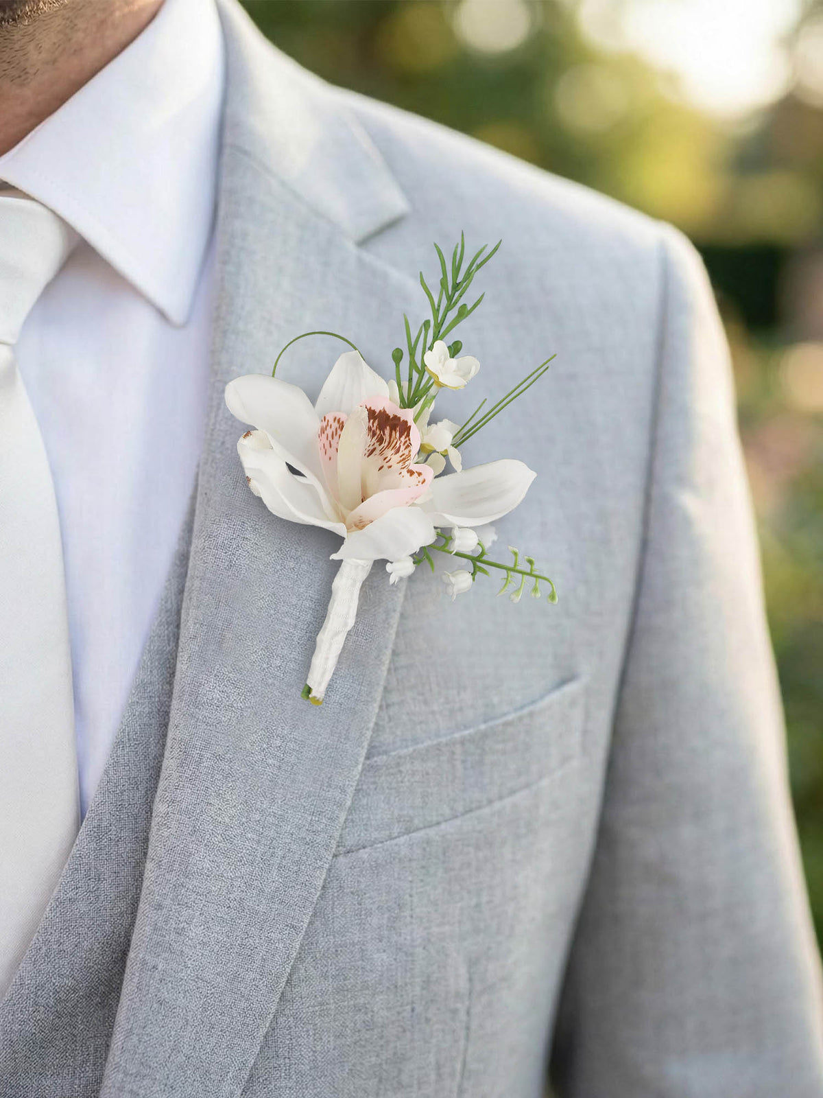 Corsage and Boutonniere Set White Boat Orchid - Rinlong Flower