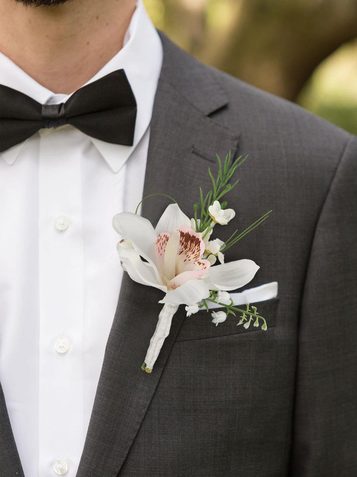Corsage and Boutonniere Set White Boat Orchid - Rinlong Flower