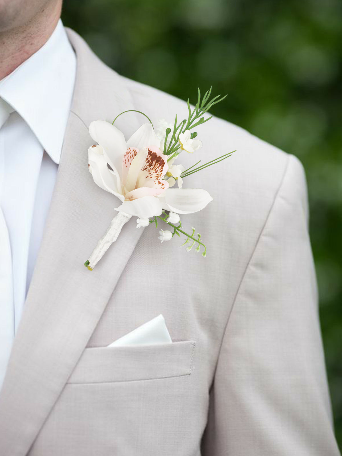Corsage and Boutonniere Set White Boat Orchid - Rinlong Flower