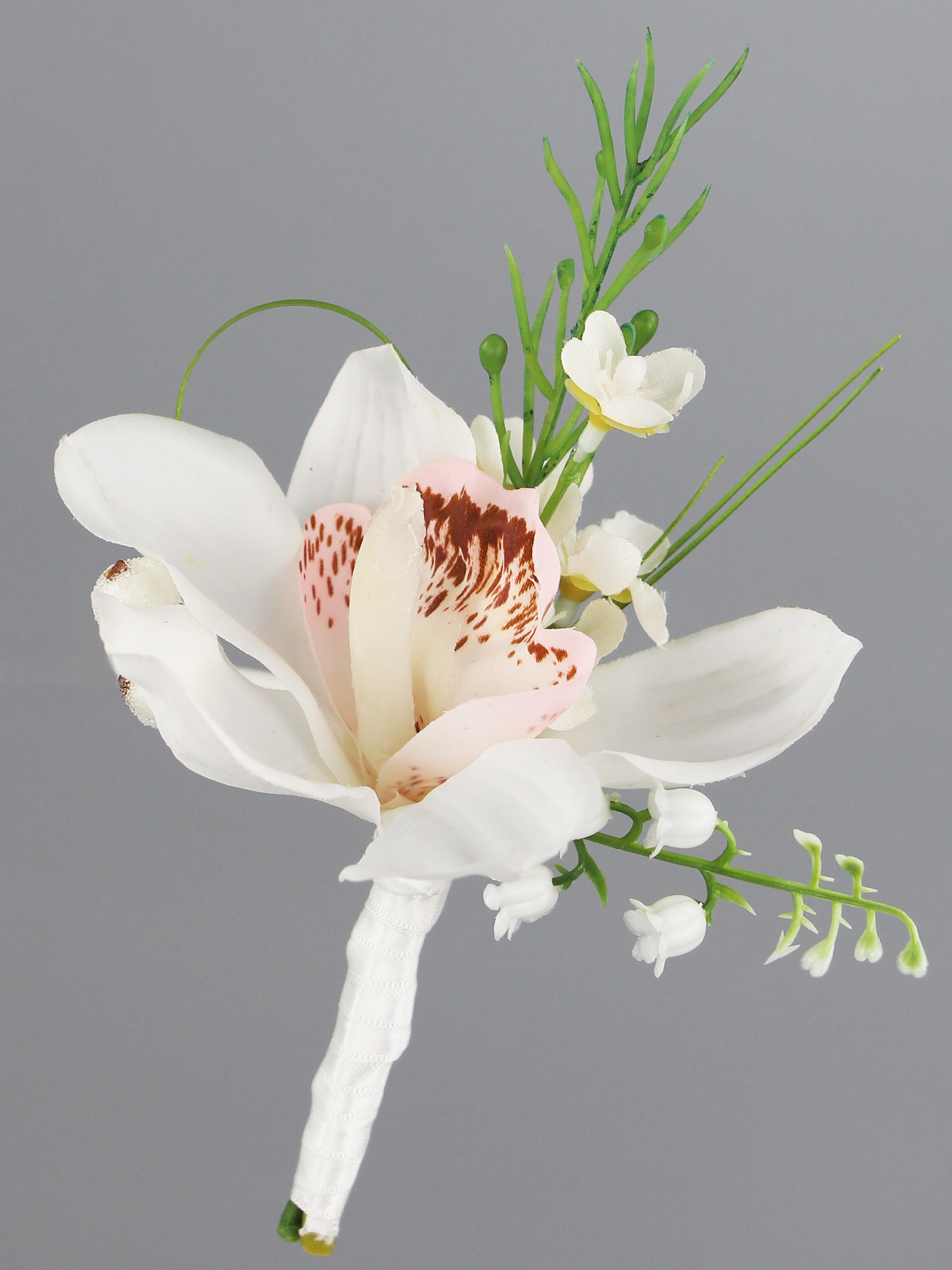 Corsage and Boutonniere Set White Boat Orchid