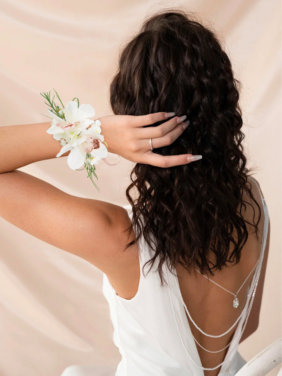 Corsage and Boutonniere Set White Boat Orchid - Rinlong Flower