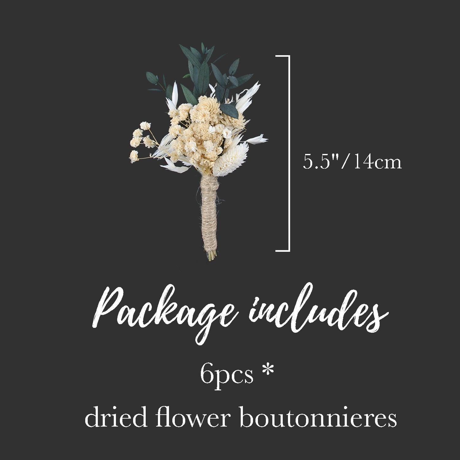 6Pcs Dried Flower Boutonnieres - Rinlong Flower