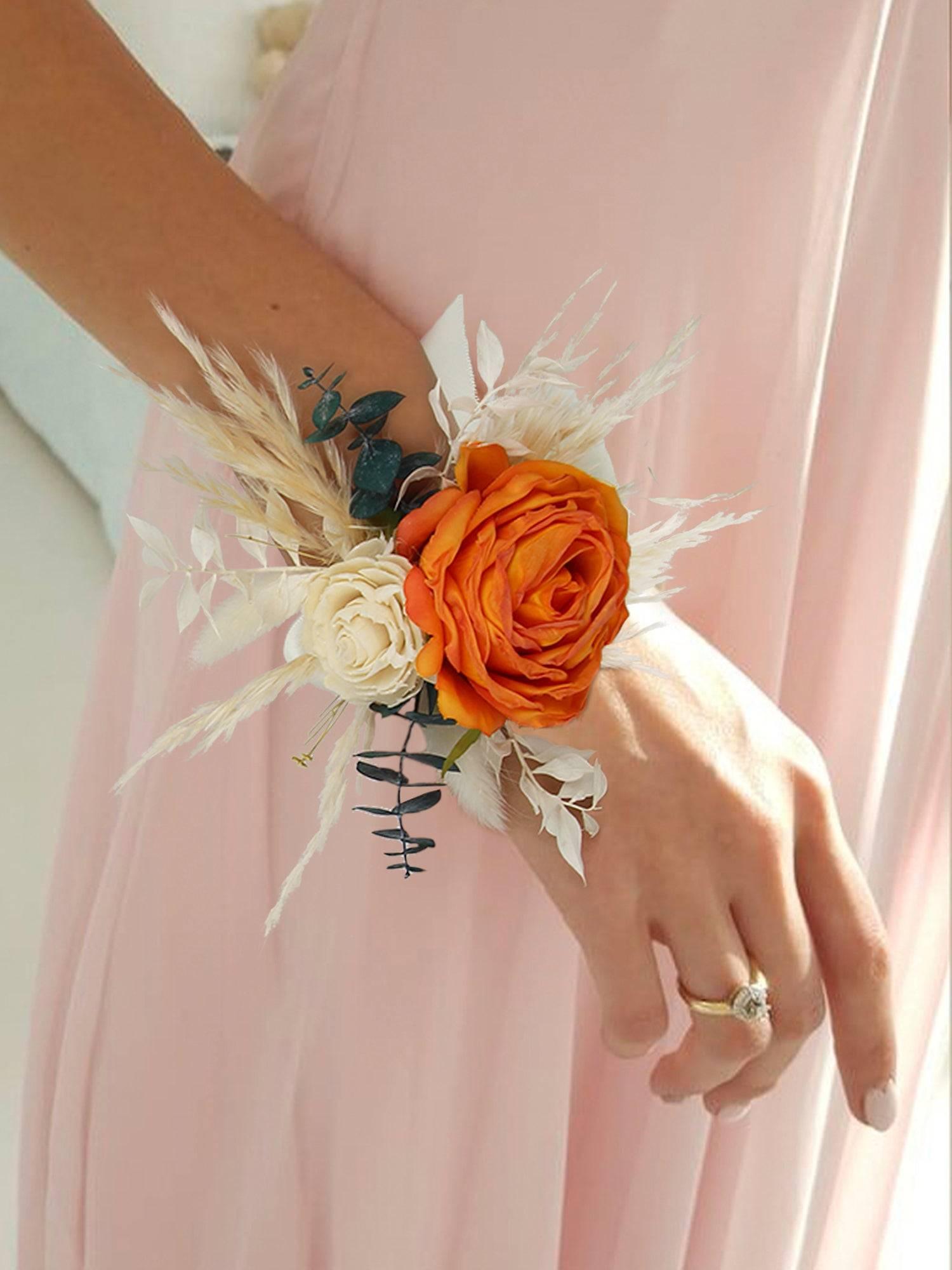 6Pcs Terracotta & Beige Wrist Corsage - Rinlong Flower