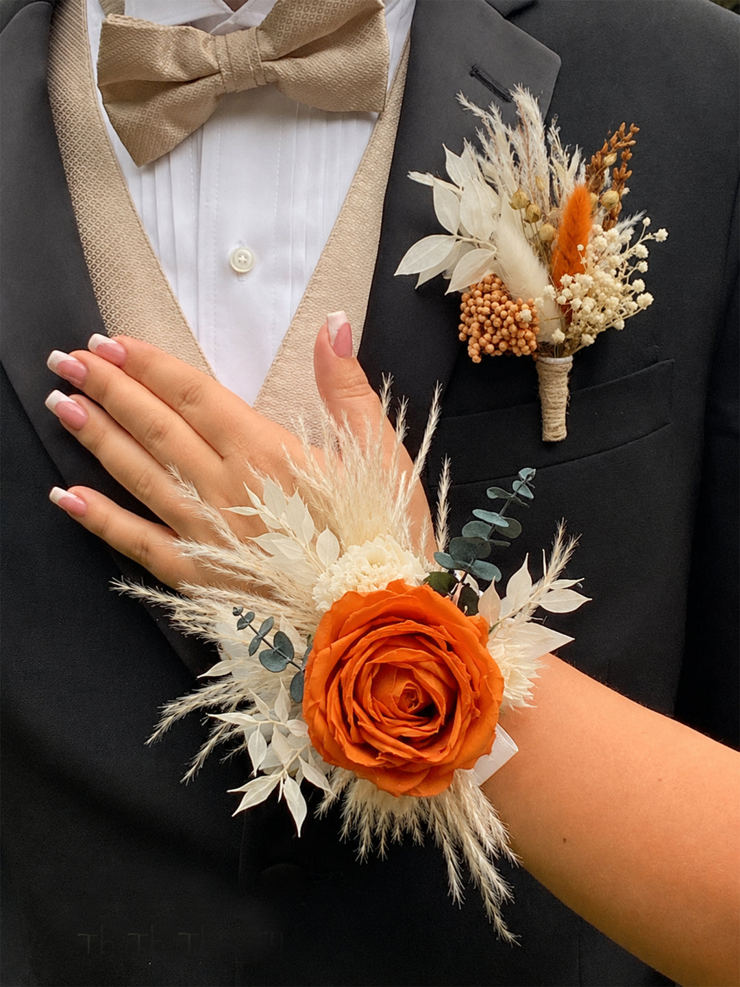 Corsage and Boutonniere Set Terracotta & Beige - Rinlong Flower