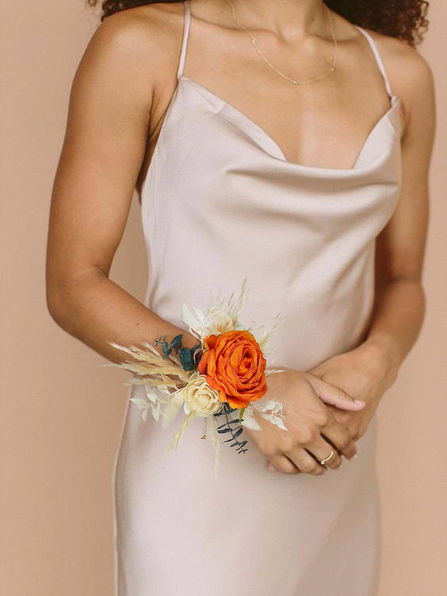 Terracotta & Beige Wrist Corsage Silk Flower Rinlong Flower Terracotta & Beige Wrist Corsage Silk Flower Rinlong Flower