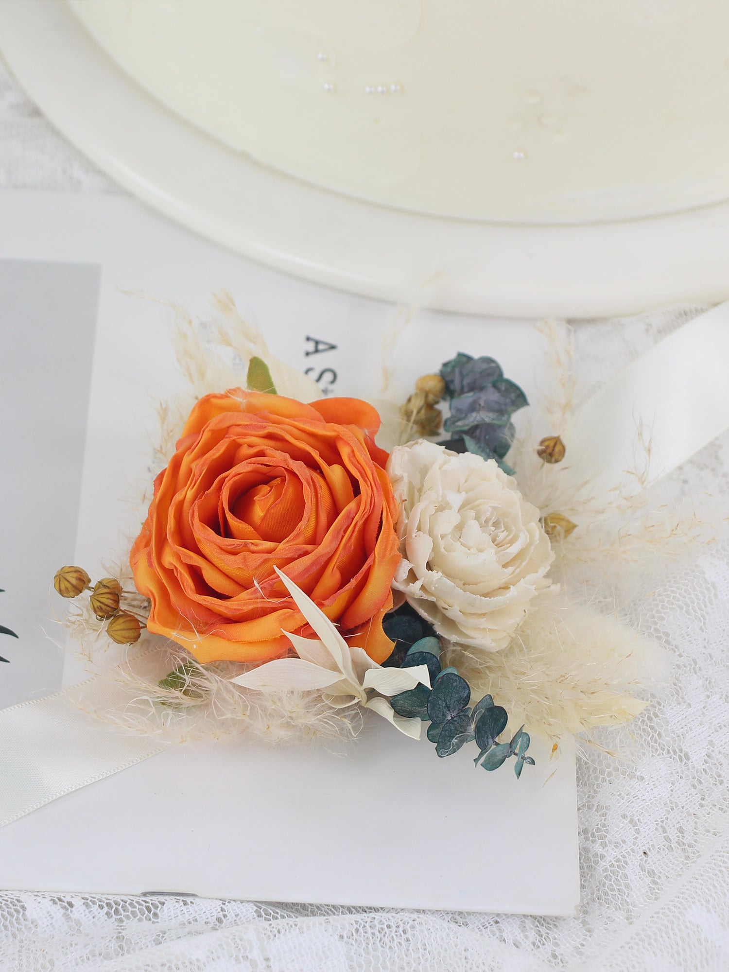 Terracotta & Beige Wrist Corsage Silk Flower Rinlong Flower Terracotta & Beige Wrist Corsage Silk Flower Rinlong Flower