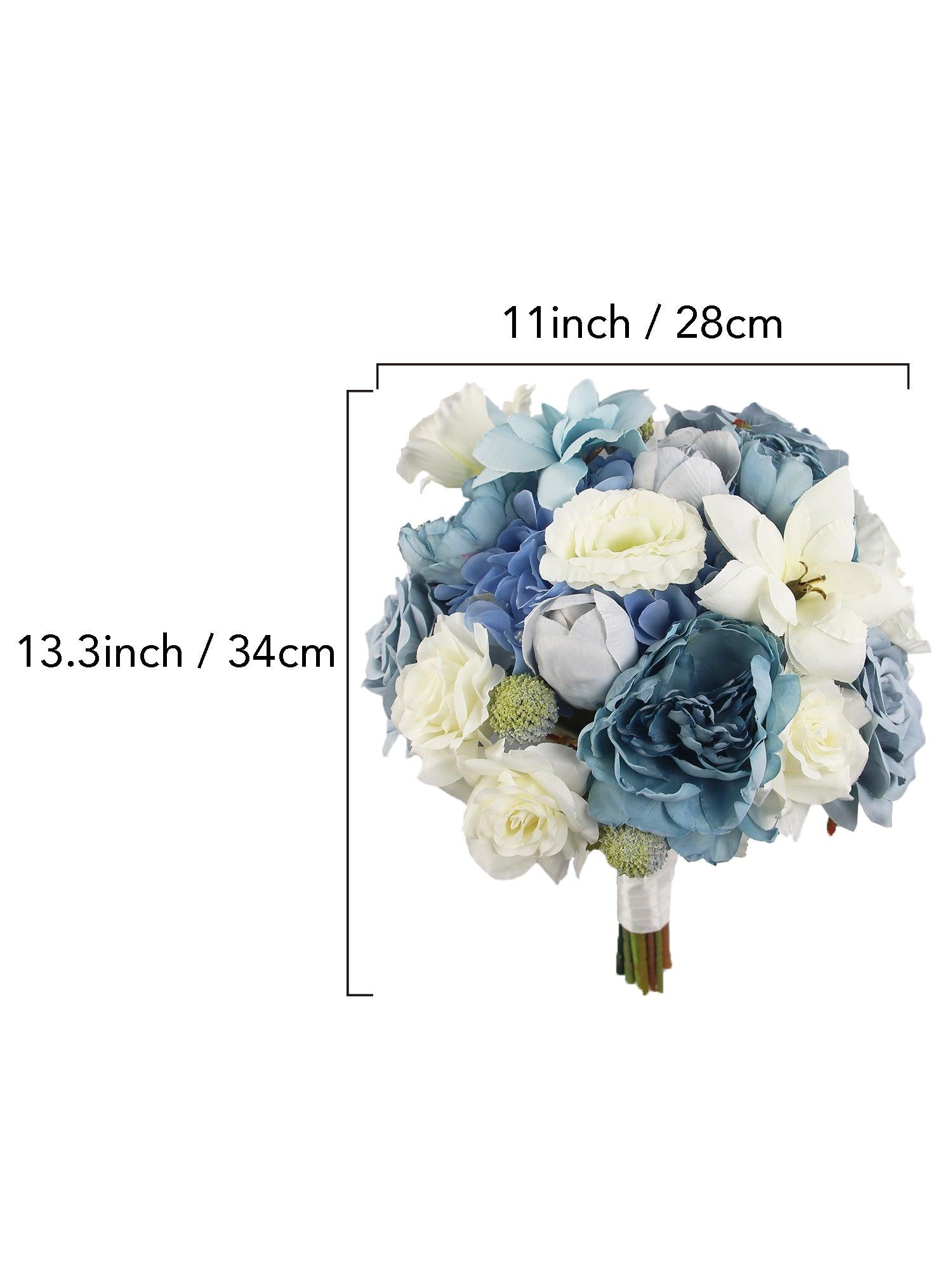 11 inch wide Dusty Blue Bridal Bouquet - Rinlong Flower