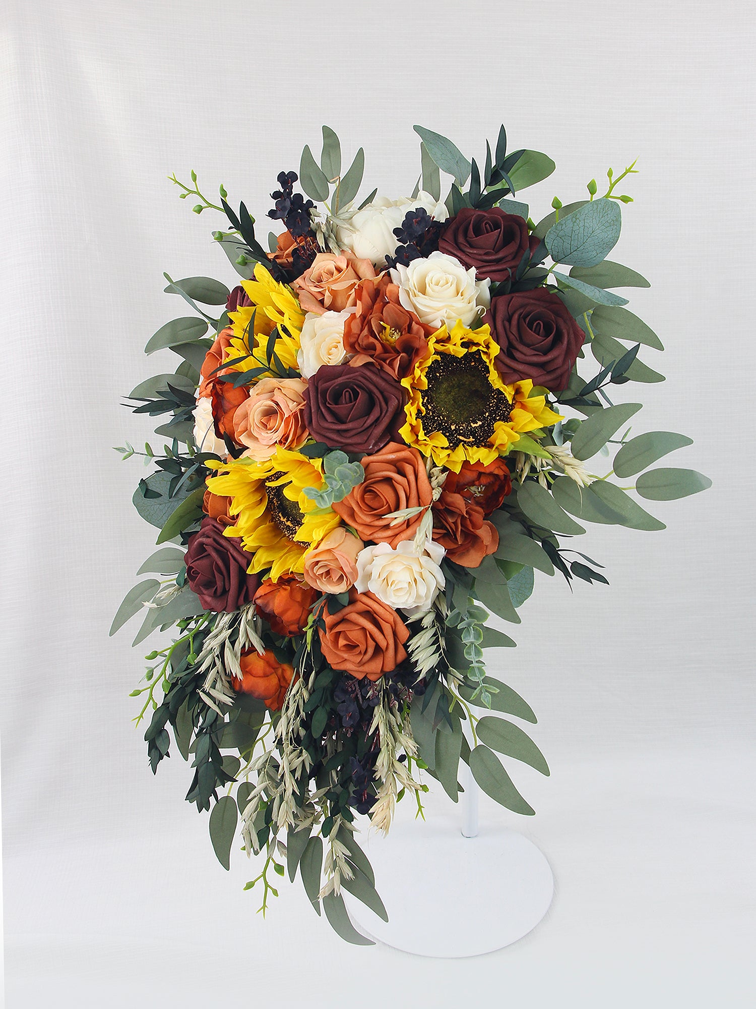 Bouquet David's Bridal Sunflower Dress Bridesmaids In Burgundy Dresses With Sunflower Bouquets For Autumn Bouquet David's Bridal Sunflower Dress Bridesmaids In Burgundy Dresses With Sunflower Bouquets For Autumn