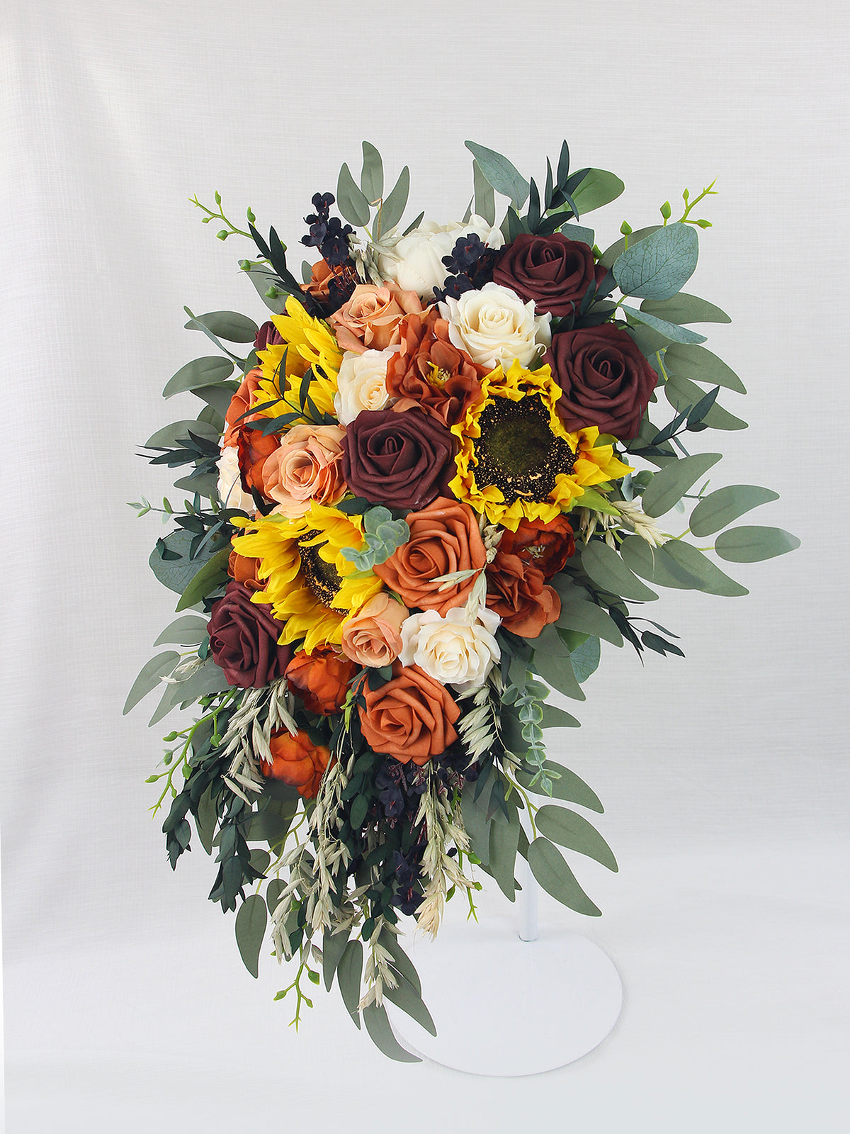 13 inch wide Sunflowers Terracotta Cascading Bridal Bouquet - Rinlong Flower