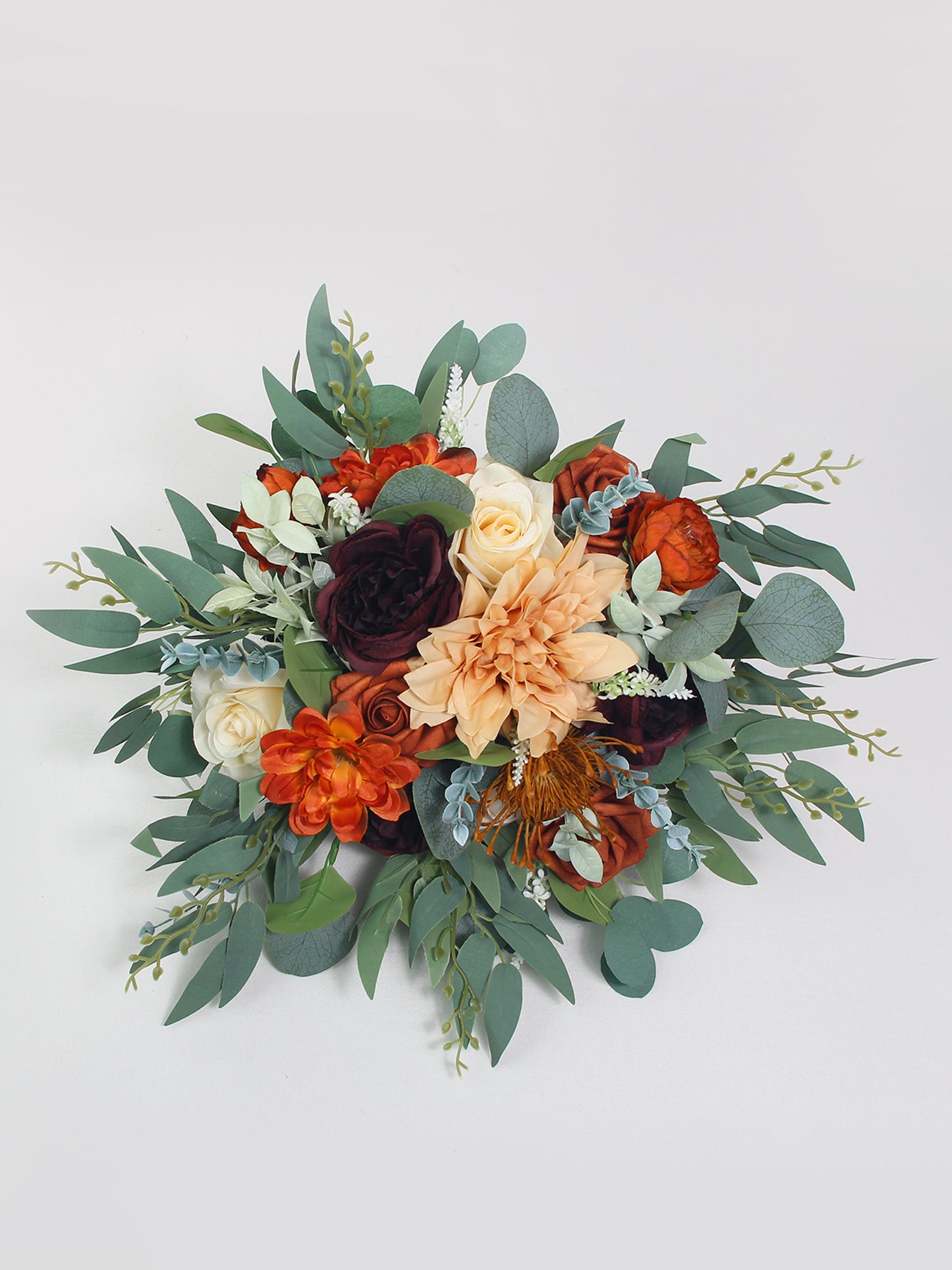 13 inch wide Burnt Orange & Sage Bridal Bouquet