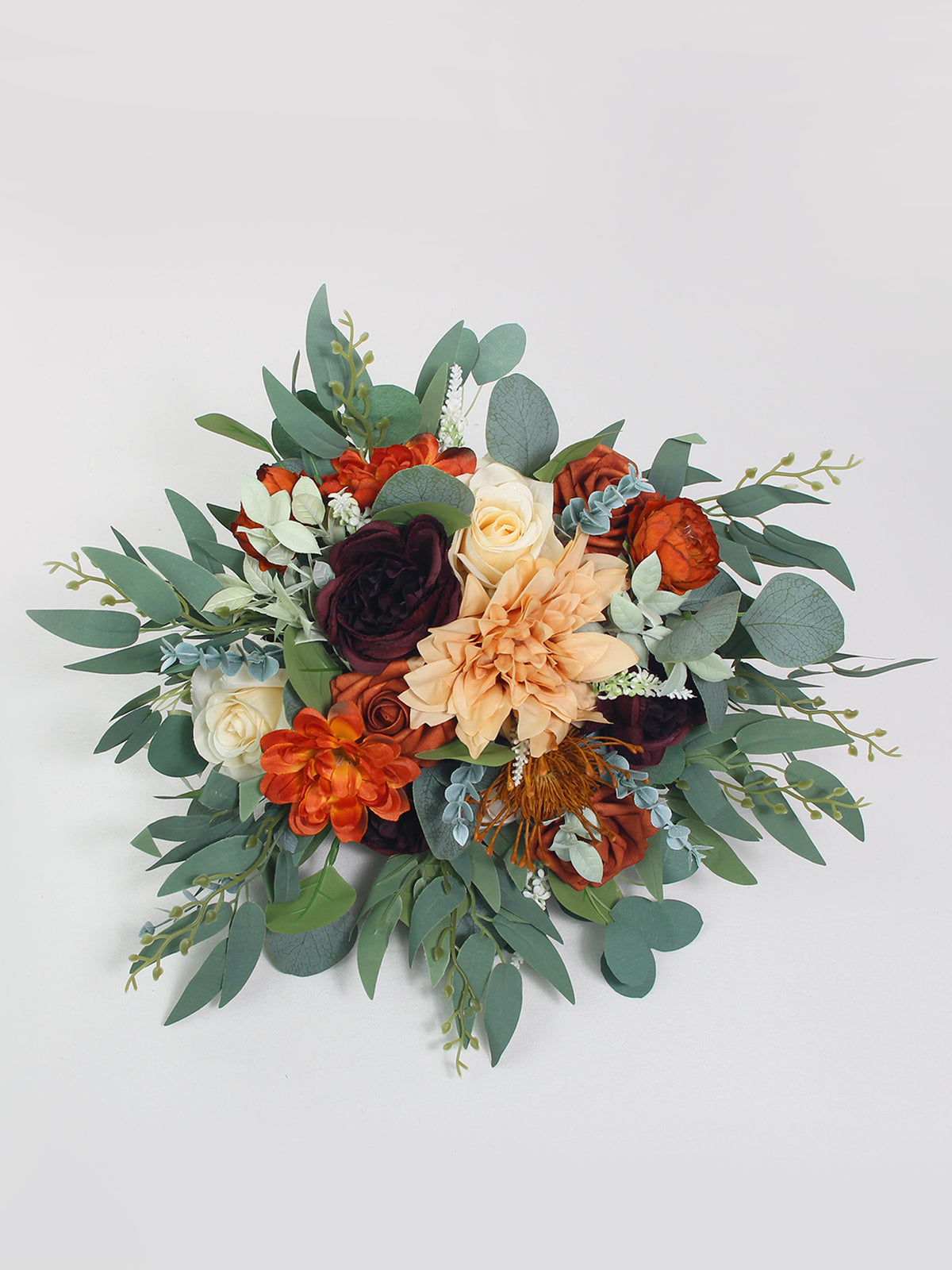 13 inch wide Burnt Orange & Sage Bridal Bouquet - Rinlong Flower