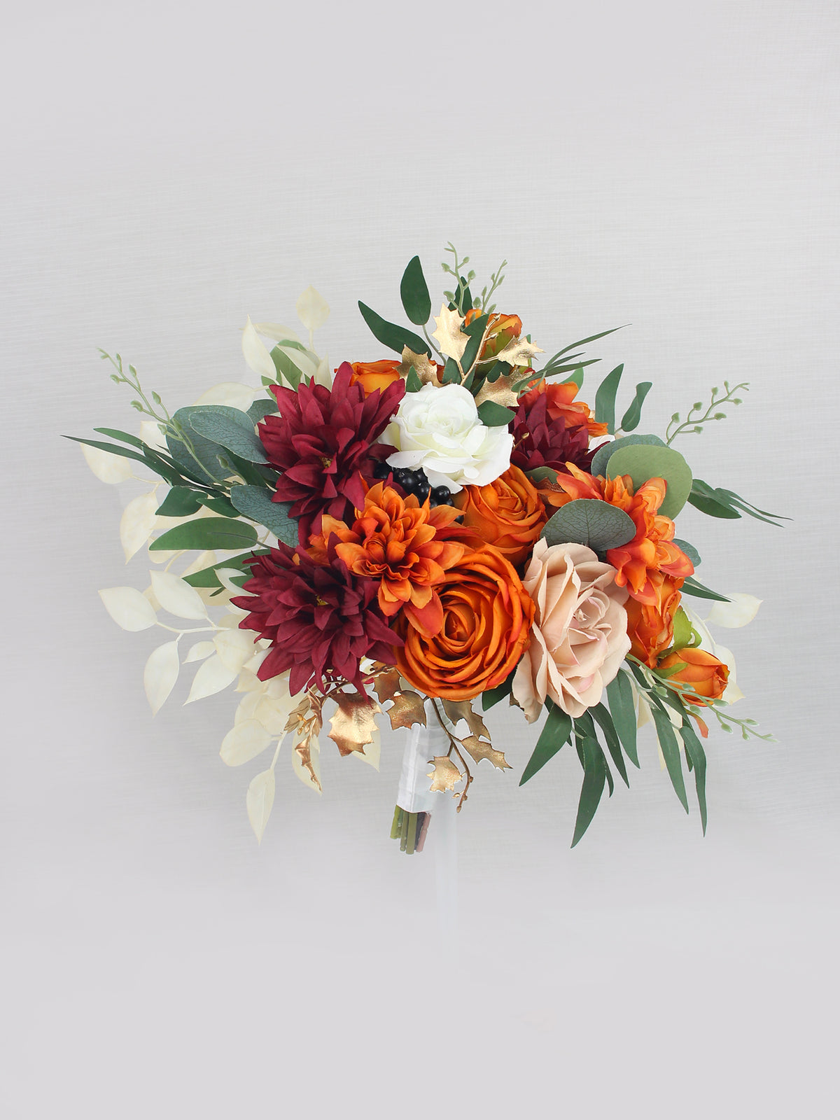 12.5 inch wide Burnt Orange Bridal Bouquet - Rinlong Flower