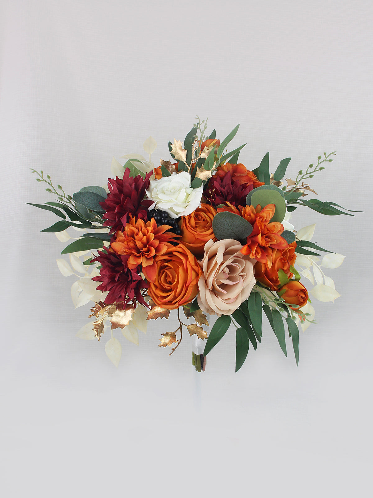 12.5 inch wide Burnt Orange Bridal Bouquet - Rinlong Flower