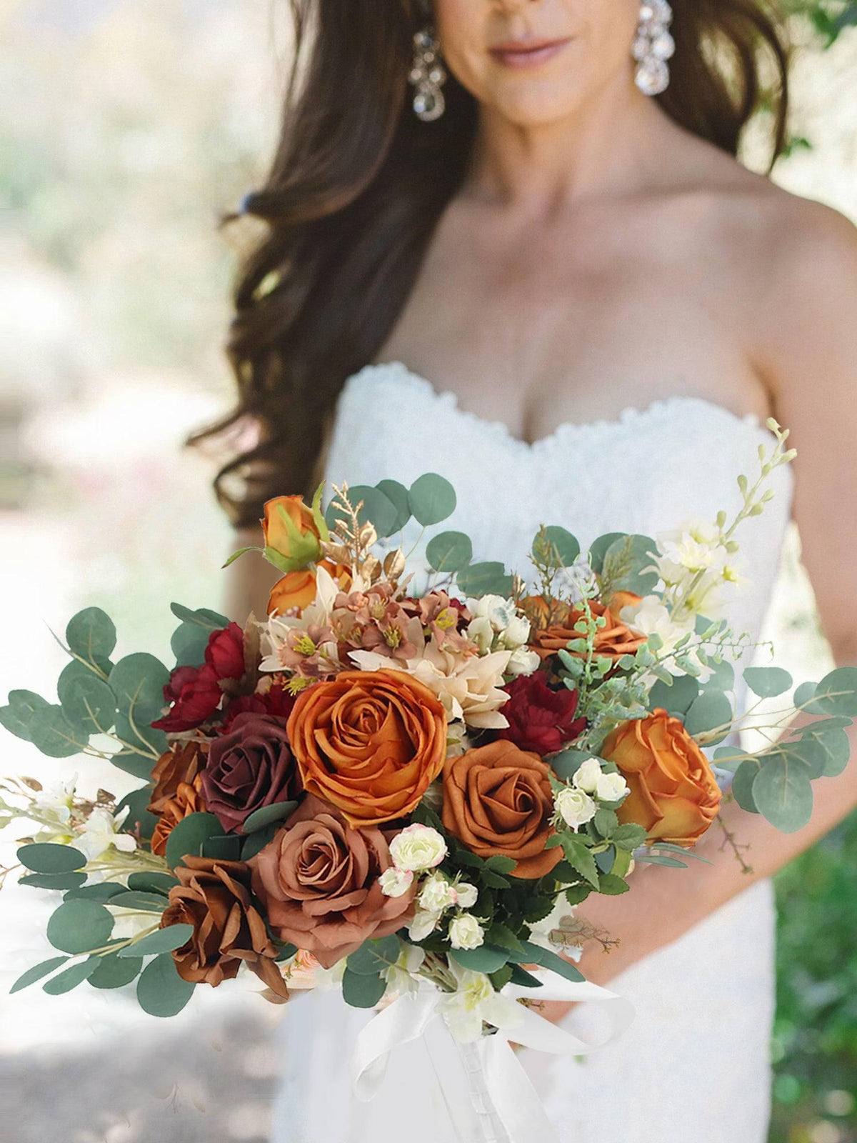 19.6 inch wide Terracotta Freeform Bridal Bouquet - Rinlong Flower