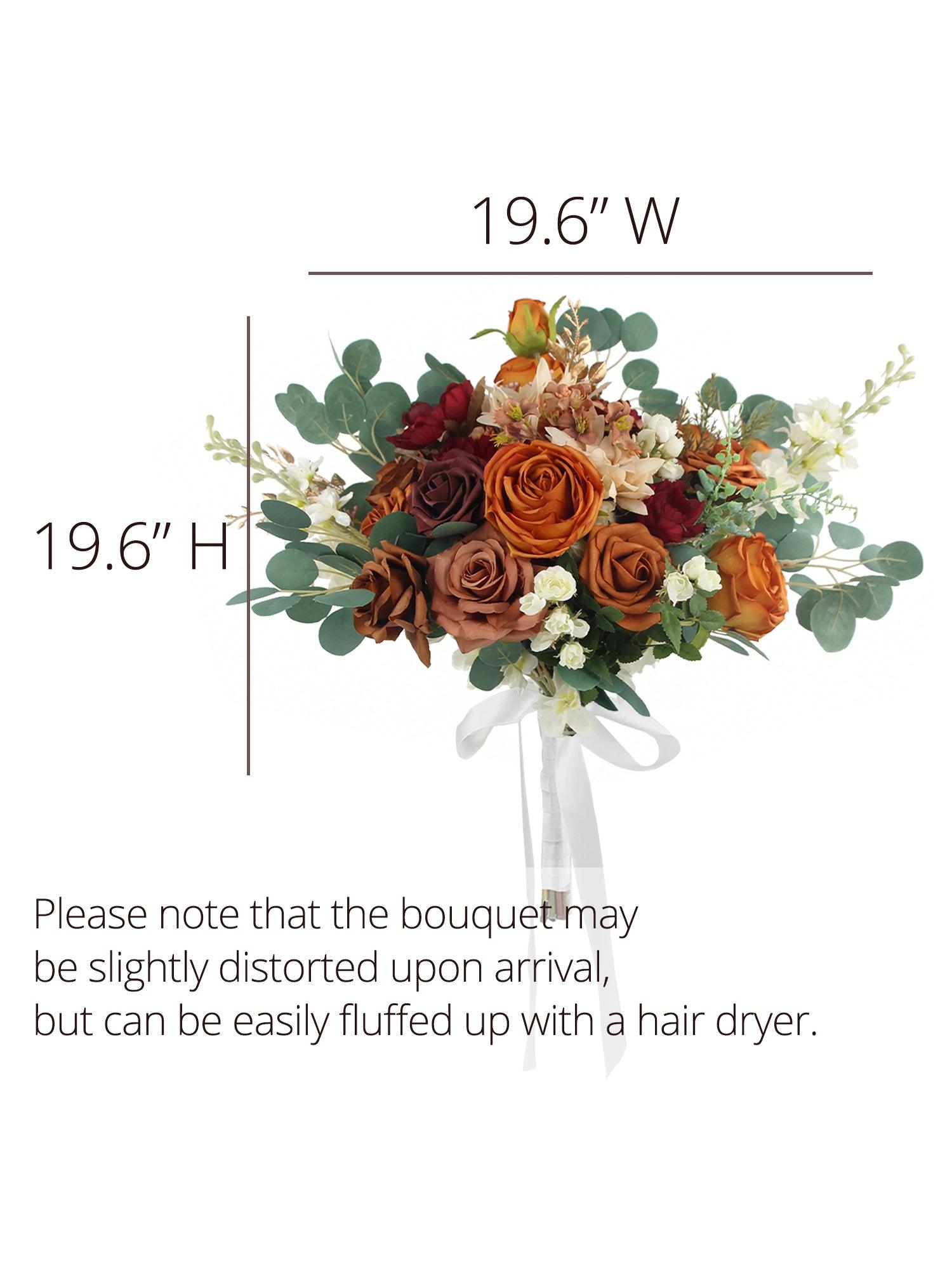 19.6 inch wide Terracotta Freeform Bridal Bouquet - Rinlong Flower