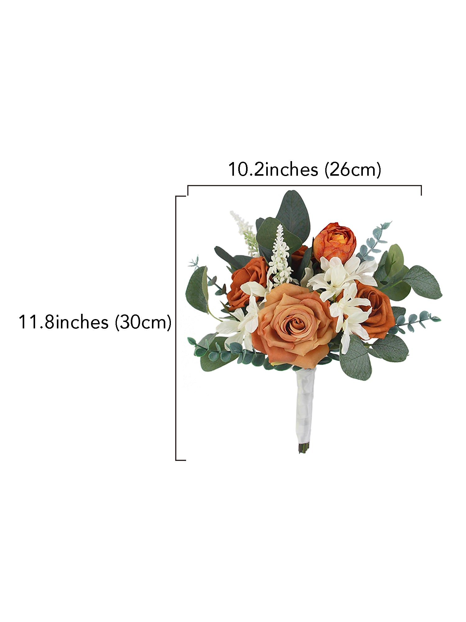 10.2 inch wide Burnt Orange Bridesmaid Bouquet - Rinlong Flower