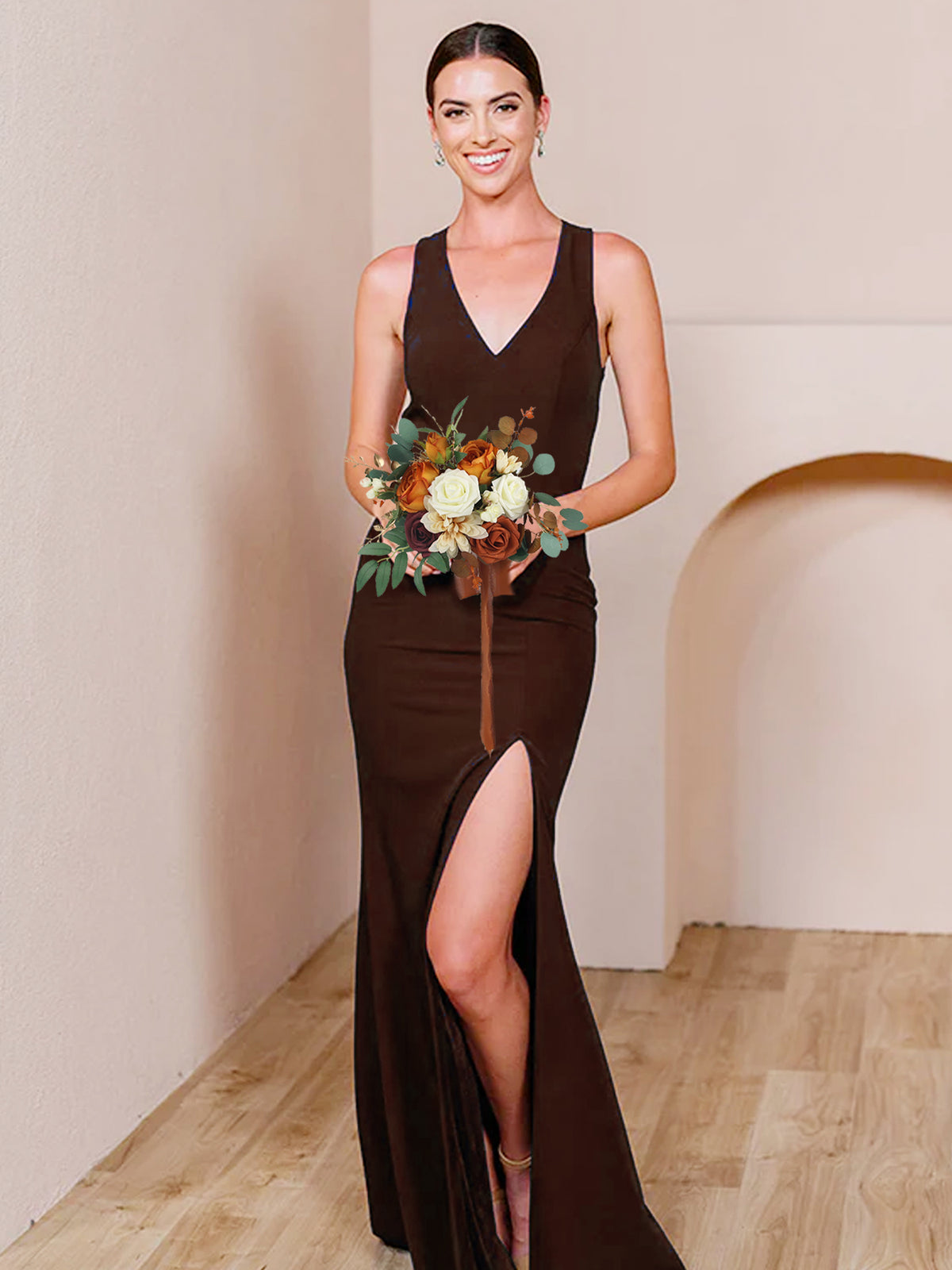 11.4 inch wide Terracotta Bridesmaid Bouquet - Rinlong Flower
