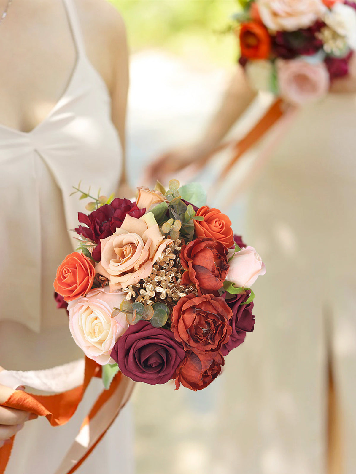 7.8 inch wide Rounded Terracotta Bridesmaid Bouquet - Rinlong Flower