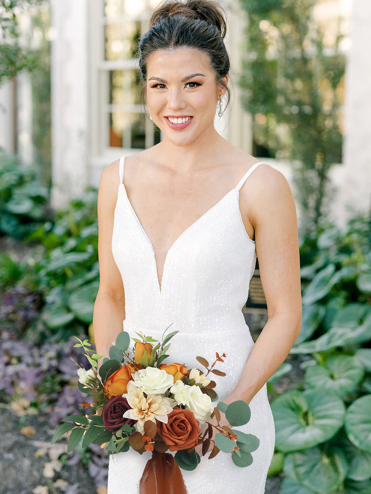 11.4 inch wide Terracotta Bridesmaid Bouquet - Rinlong Flower