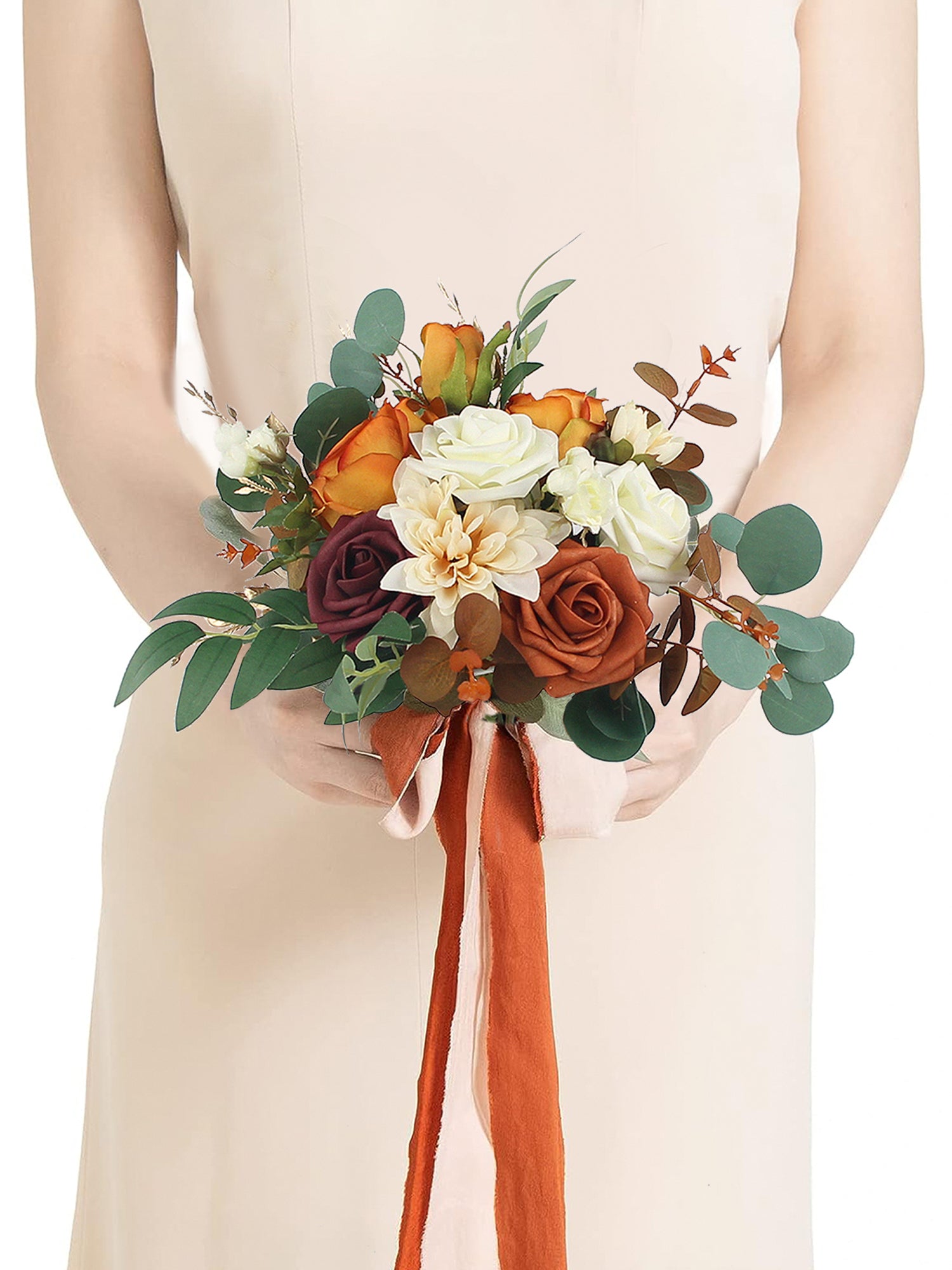 11.4 inch wide Terracotta Bridesmaid Bouquet