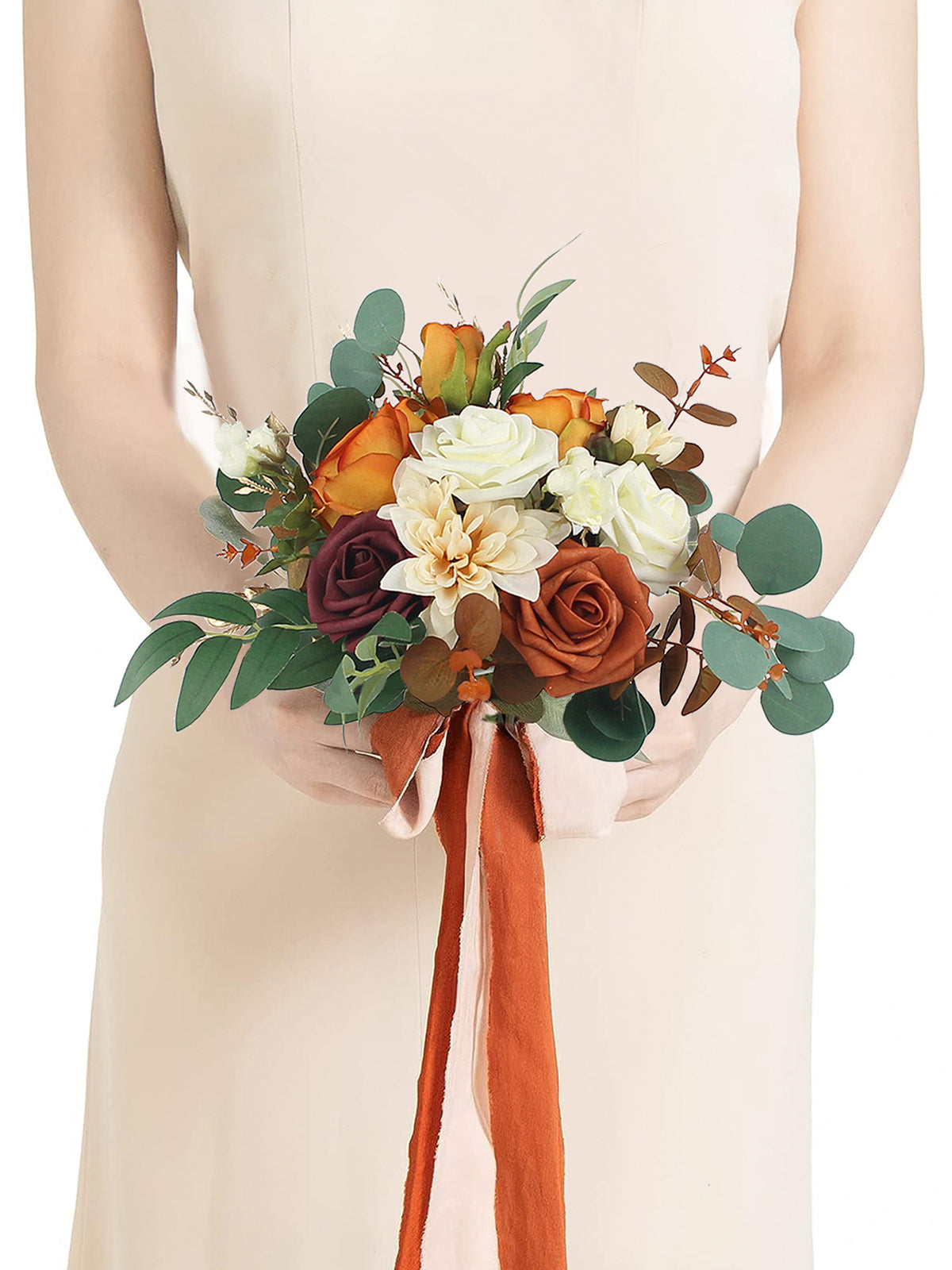11.4 inch wide Terracotta Bridesmaid Bouquet - Rinlong Flower