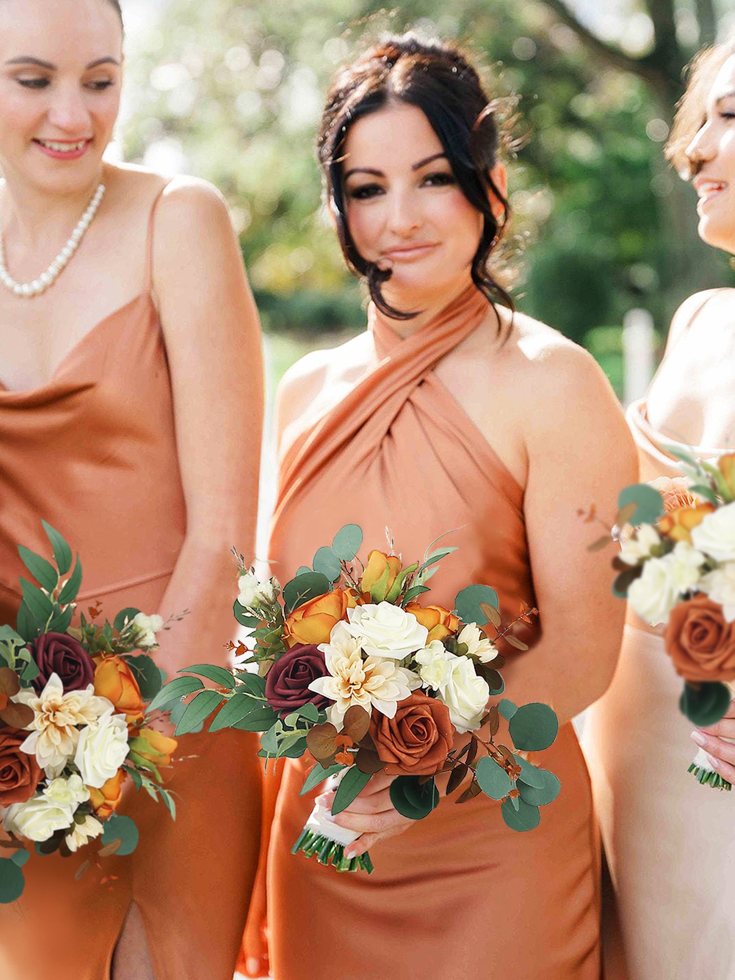 11.4 inch wide Terracotta Bridesmaid Bouquet