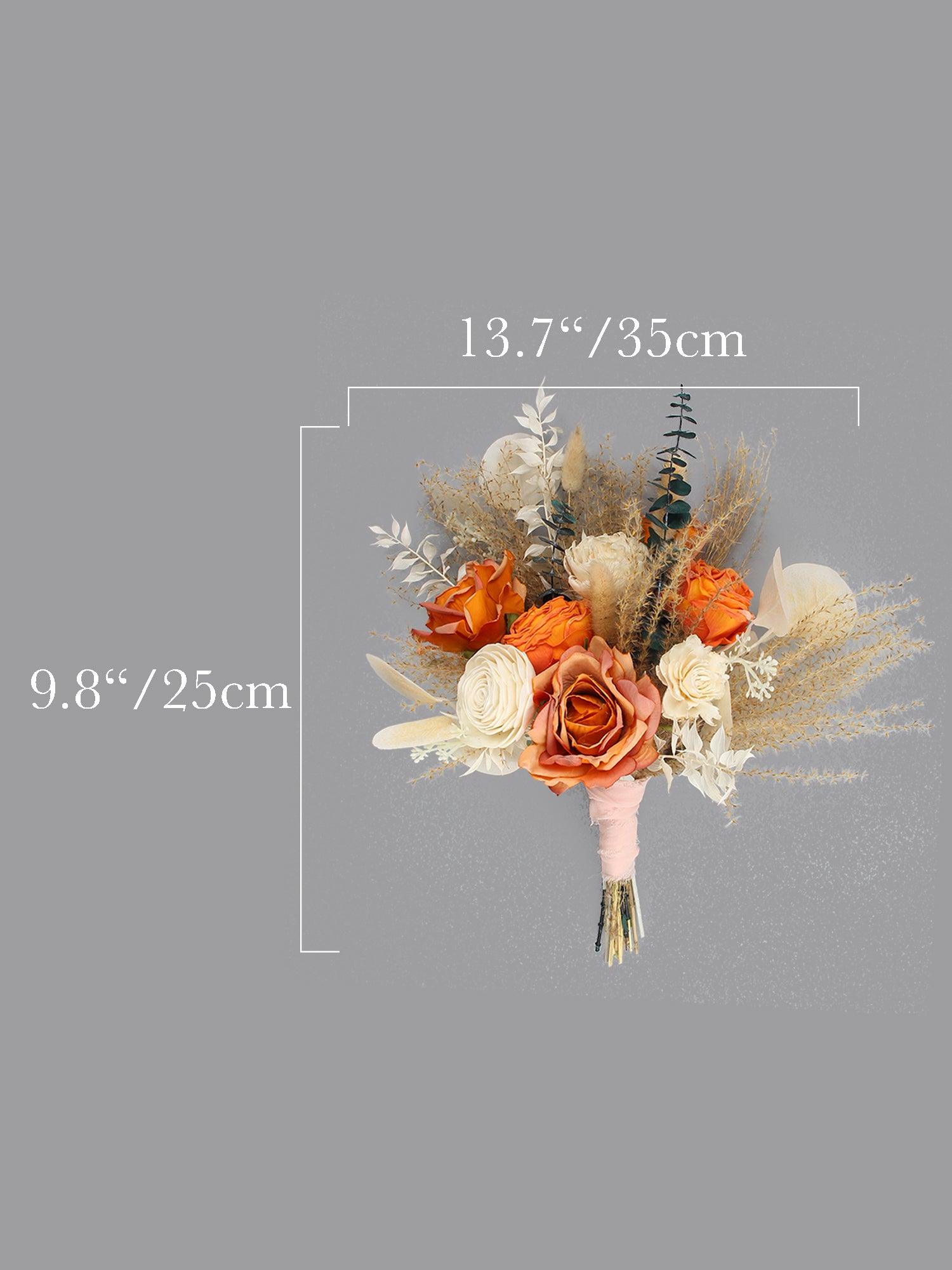 13.7 inch wide Terracotta Beige Bridesmaid Bouquet - Rinlong Flower